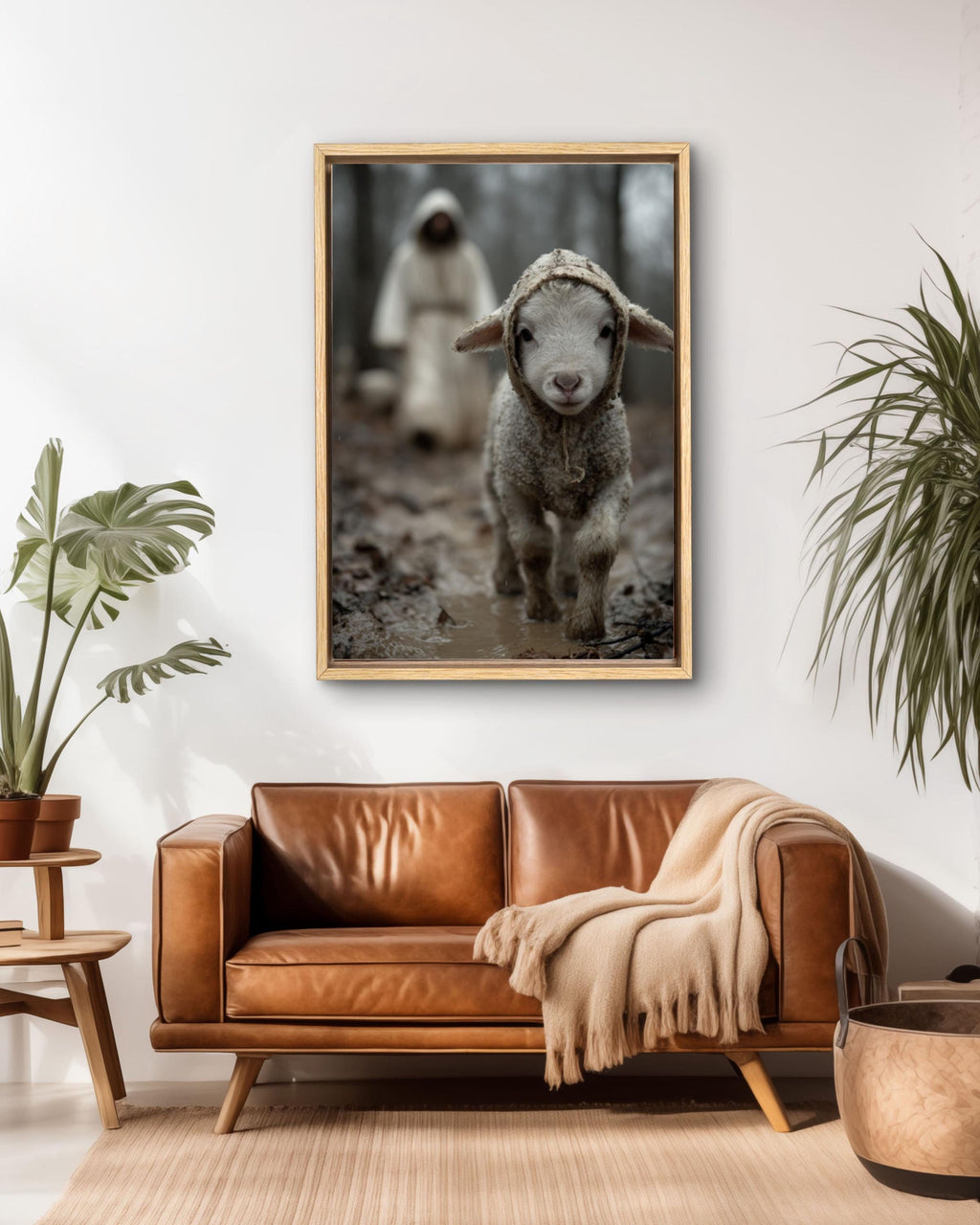 Lamb in Muddy Forest Wall Art | Faith-Inspired Cinematic Canvas Print