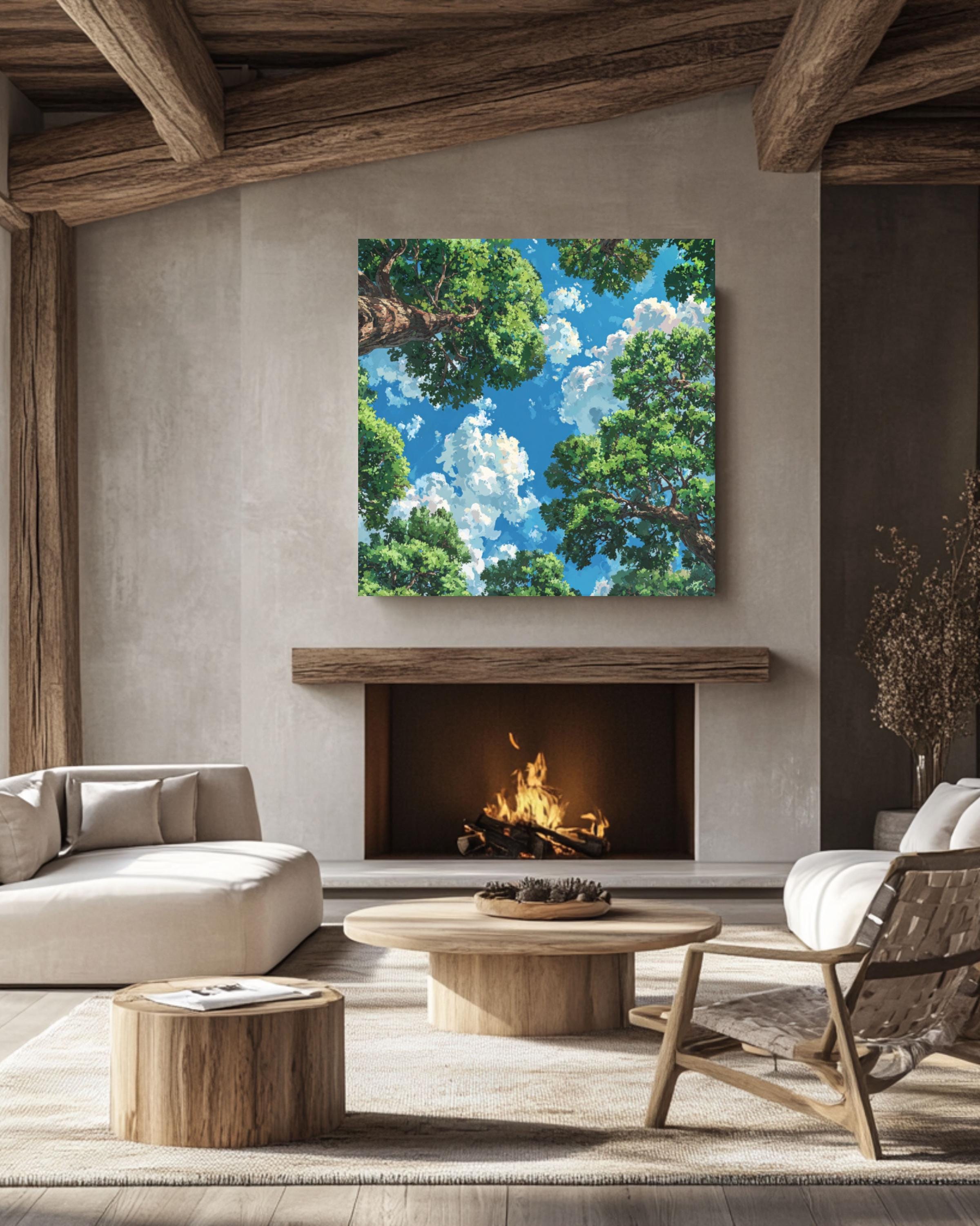 Pastel Tree Canopy Anime Nature Wall Art
