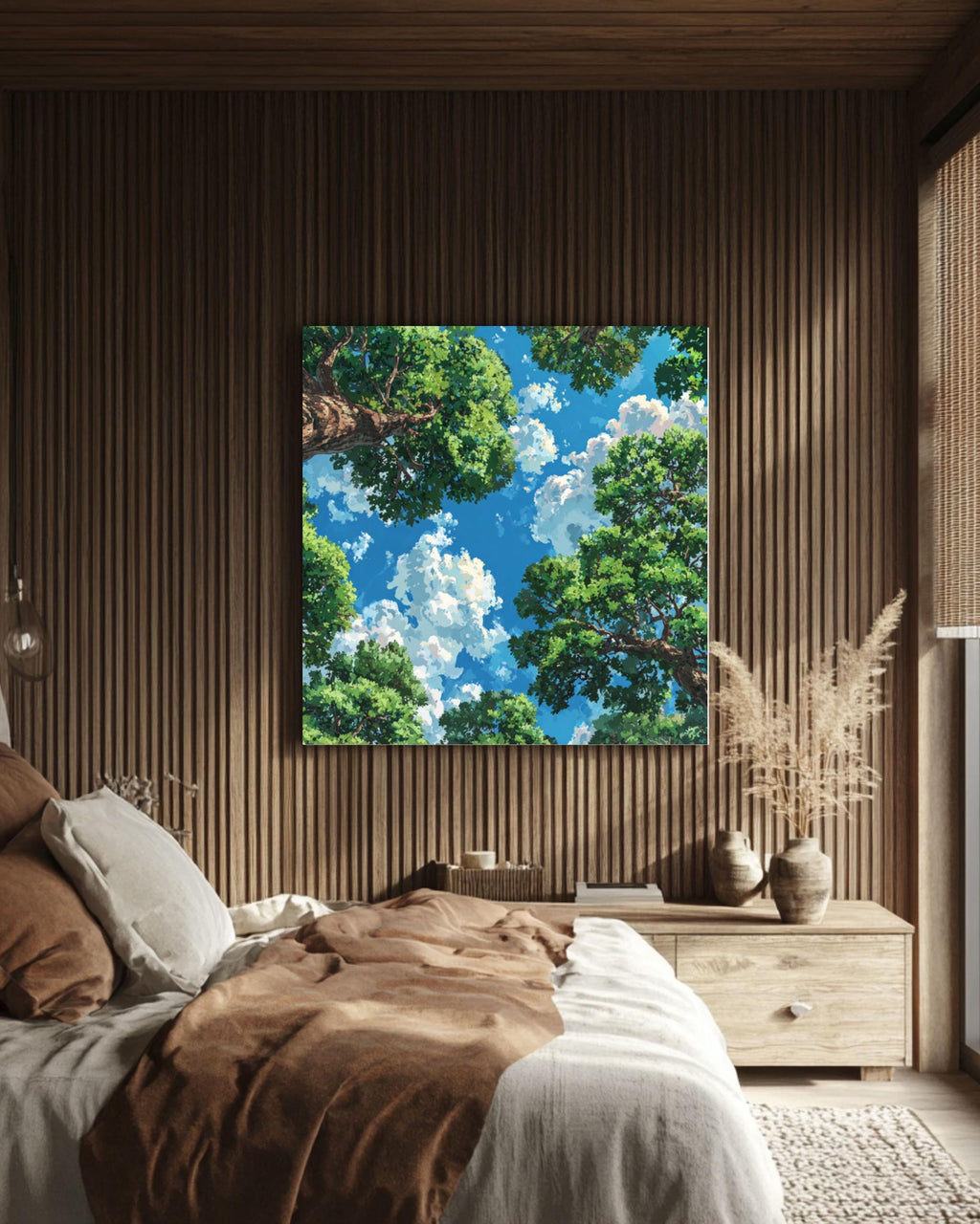 Pastel Tree Canopy Anime Nature Wall Art