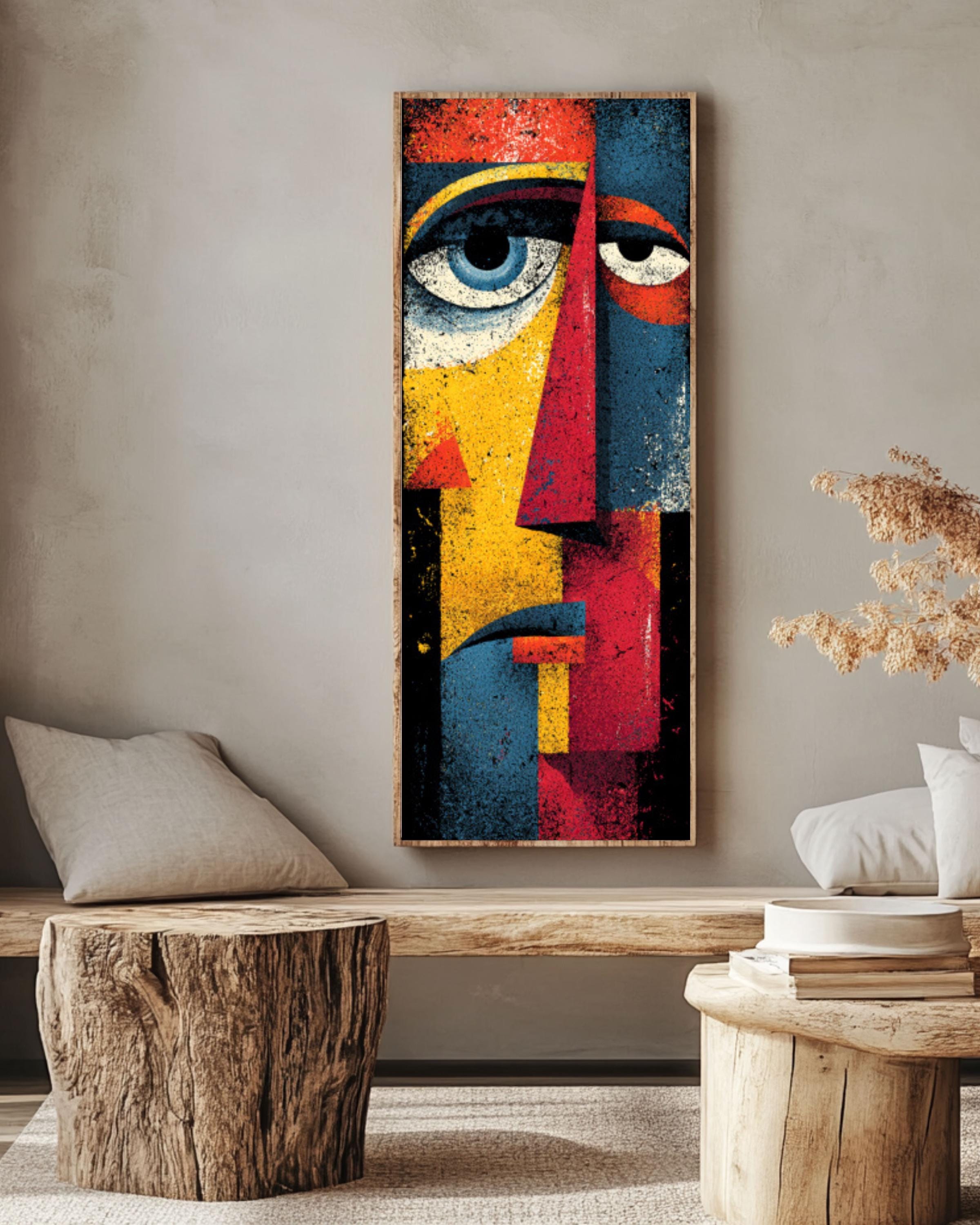 Picasso Style Abstract Face Wall Art | Graffiti Canvas Print
