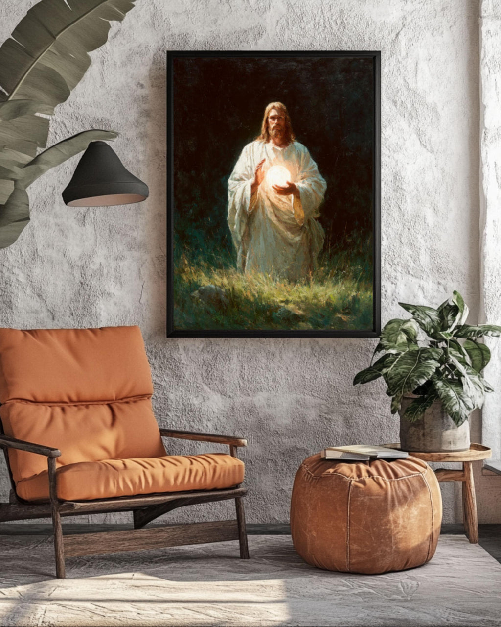 Jesus Holding Light Wall Art | Soft Oil Painting Style | Christian Home Decor