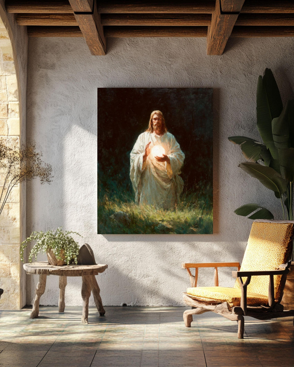 Jesus Holding Light Wall Art | Soft Oil Painting Style | Christian Home Decor