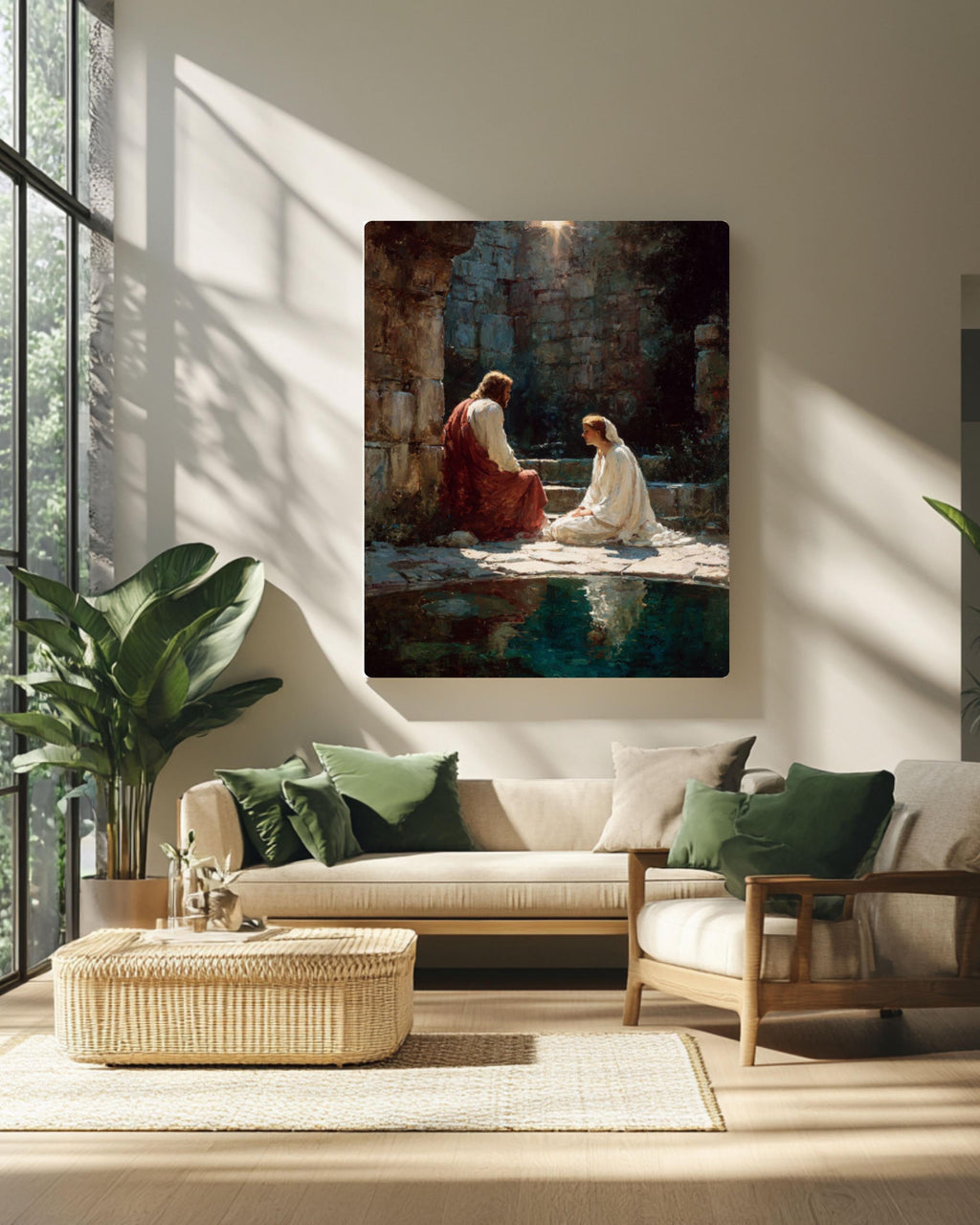 Jesus and Mary Magdalene Art â€“ Biblical Scene, Peaceful Christian Wall Decor Canvas Wall Art Print – Premium Home Decor
