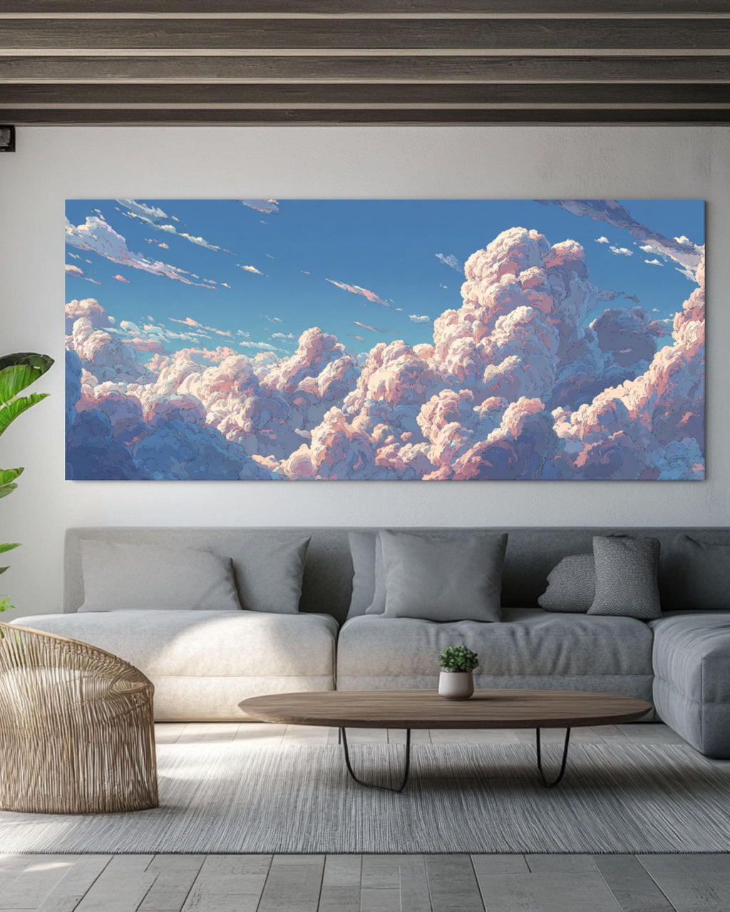 Surreal Cloud Head Canvas Art – Dreamy Sky Painting