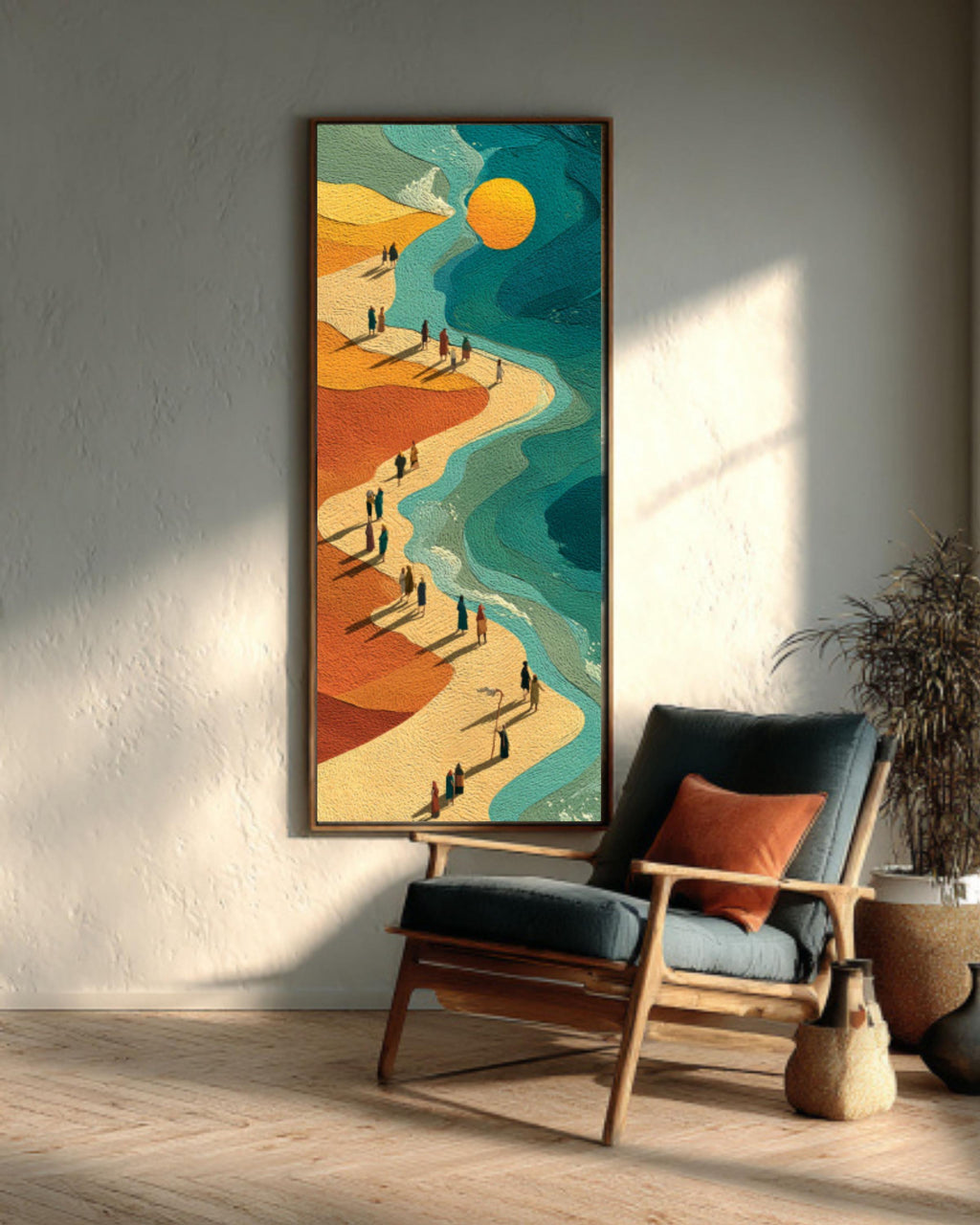 Red Sea Parting Biblical Canvas Wall Art – Moses Miracle Illustration