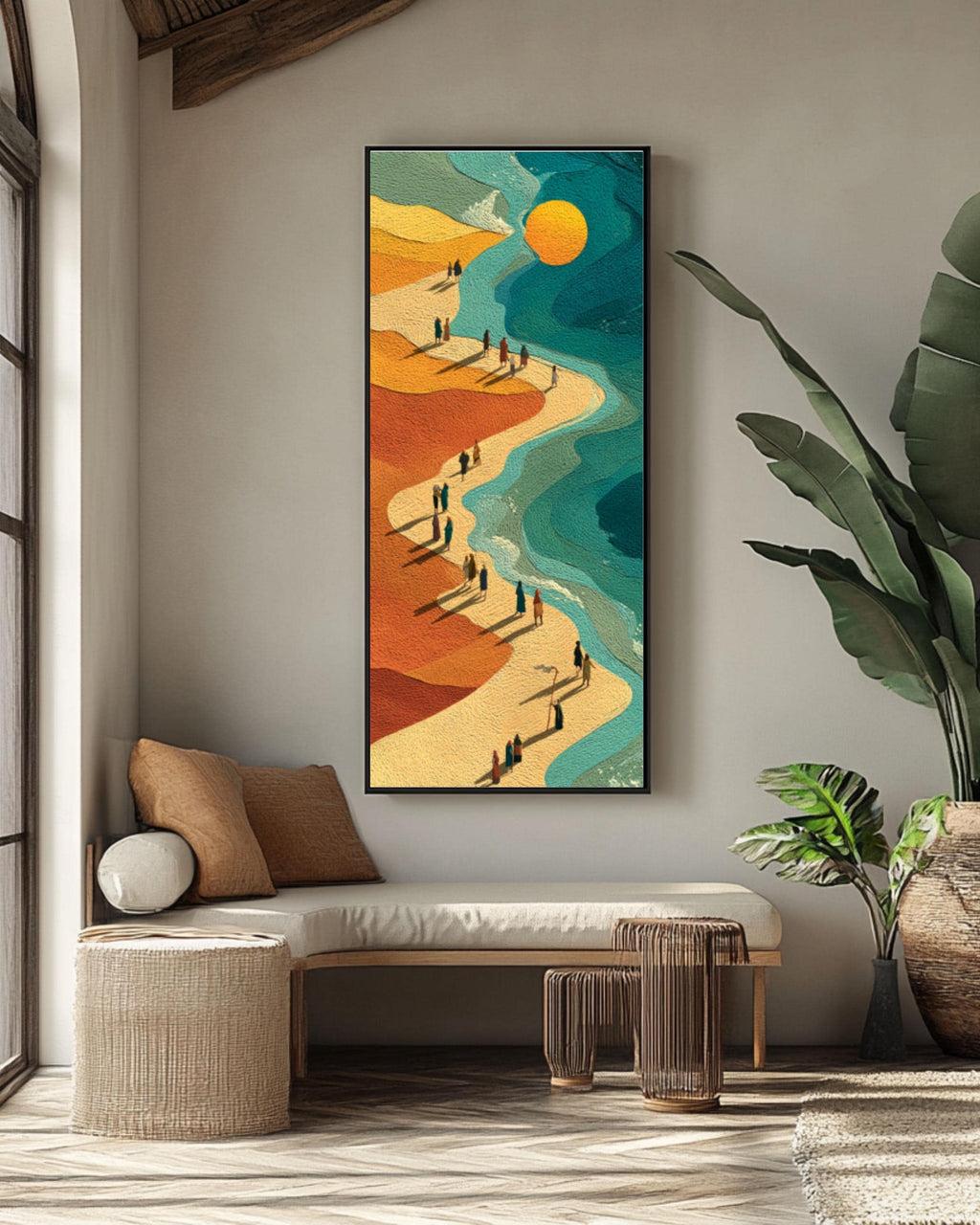 Red Sea Parting Biblical Canvas Wall Art – Moses Miracle Illustration