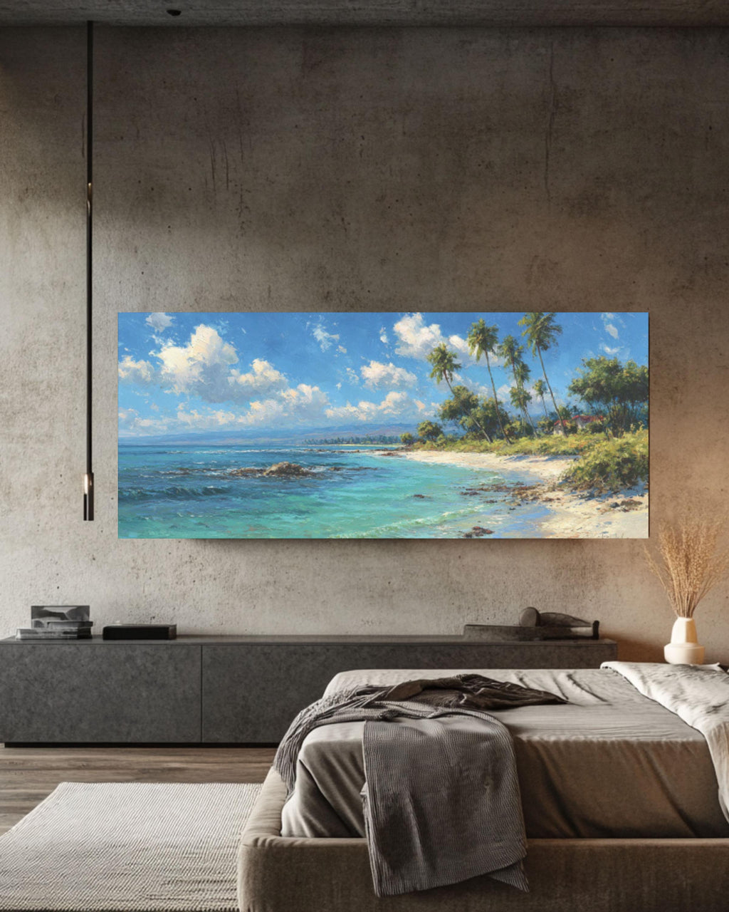 Hawaiian Beach Palm Trees Canvas Art – Tropical Painting
