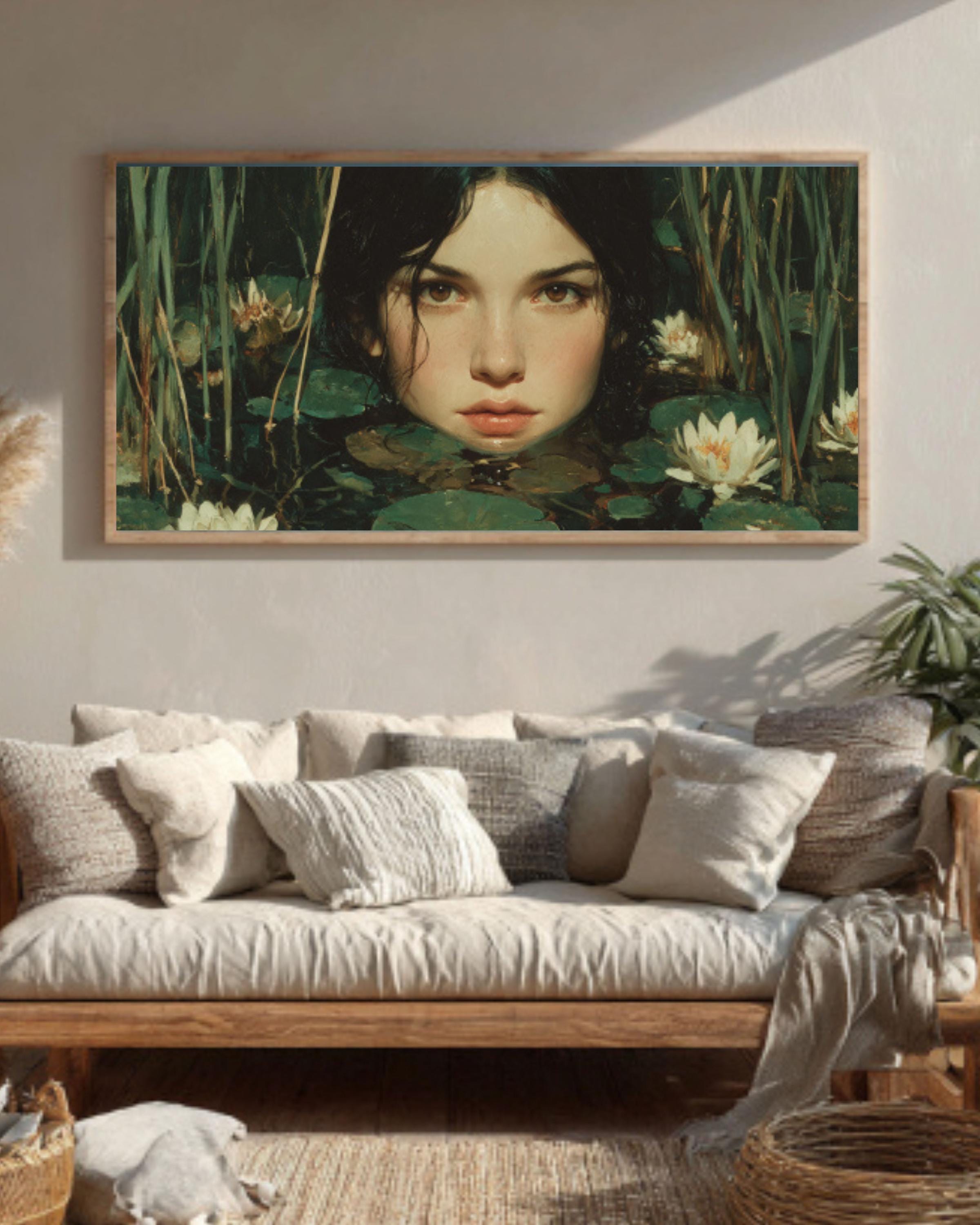 Mystical Girl by Lake Canvas Wall Art – Hyper Realistic Fantasy Painting