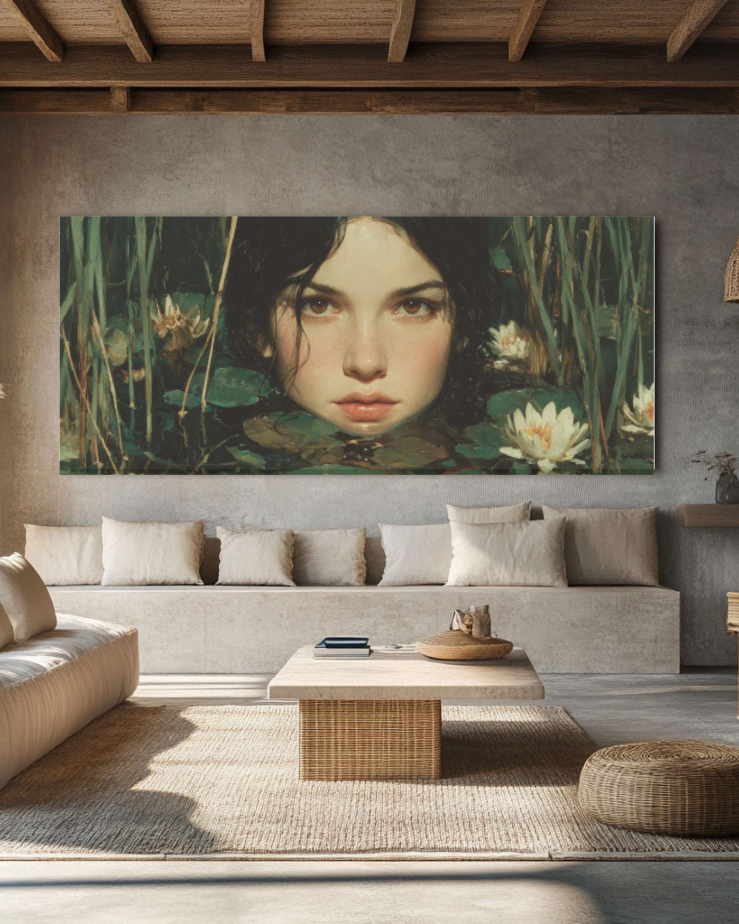 Mystical Girl by Lake Canvas Wall Art – Hyper Realistic Fantasy Painting