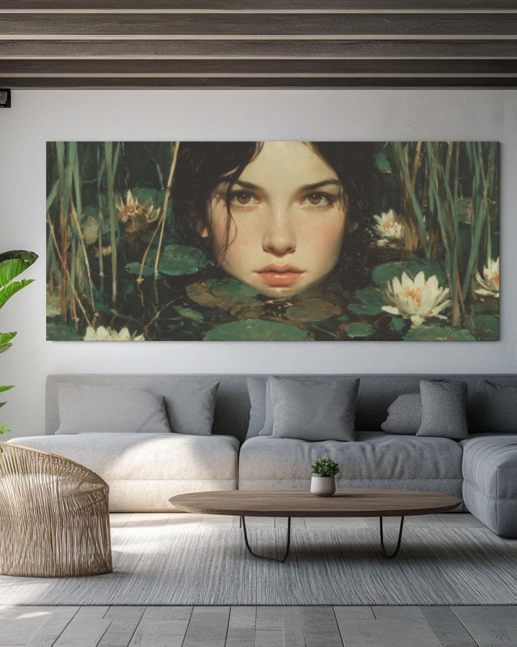 Mystical Girl by Lake Canvas Wall Art – Hyper Realistic Fantasy Painting