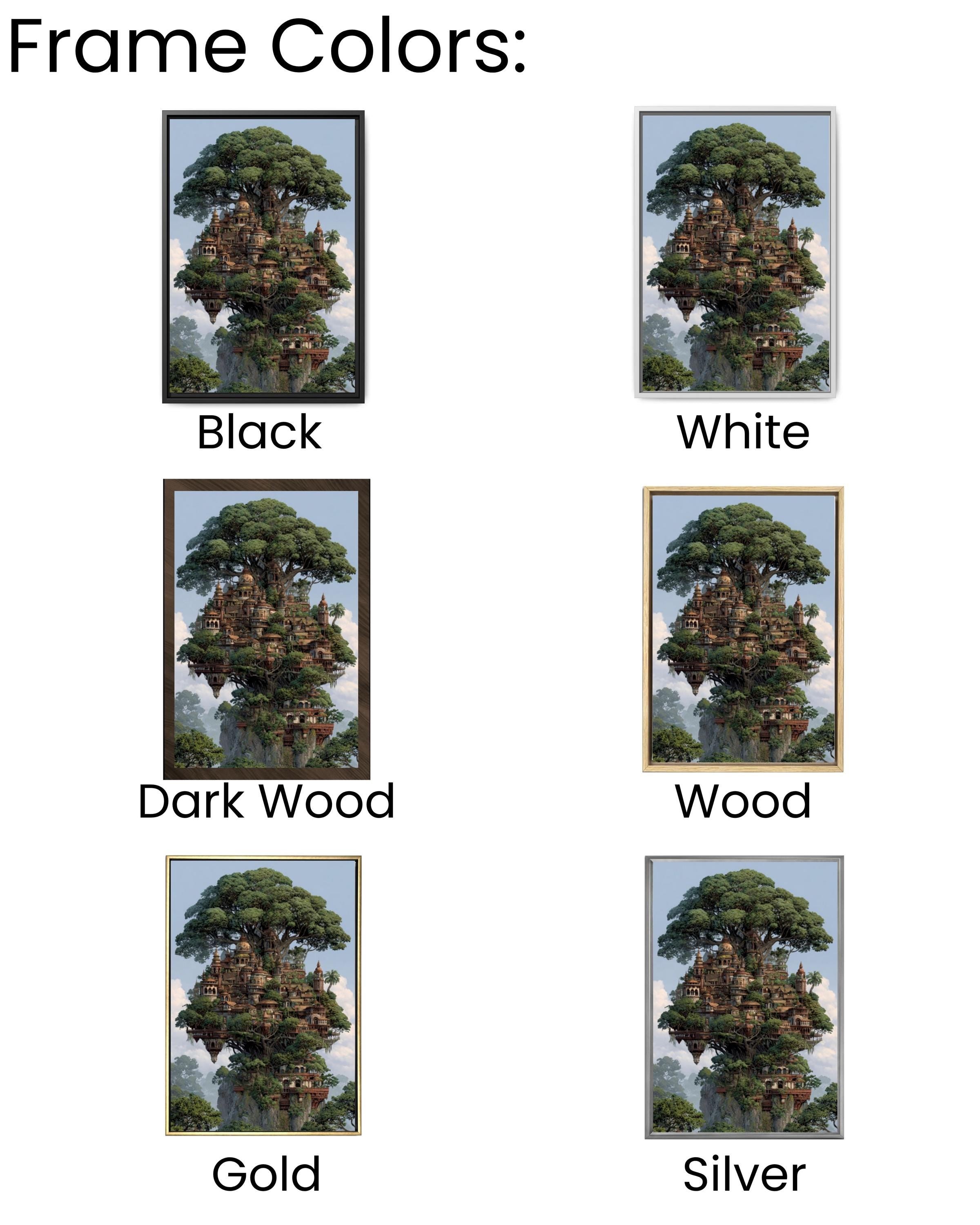 Elven Tree City Fantasy Wall Art – Magical Forest Architecture Print