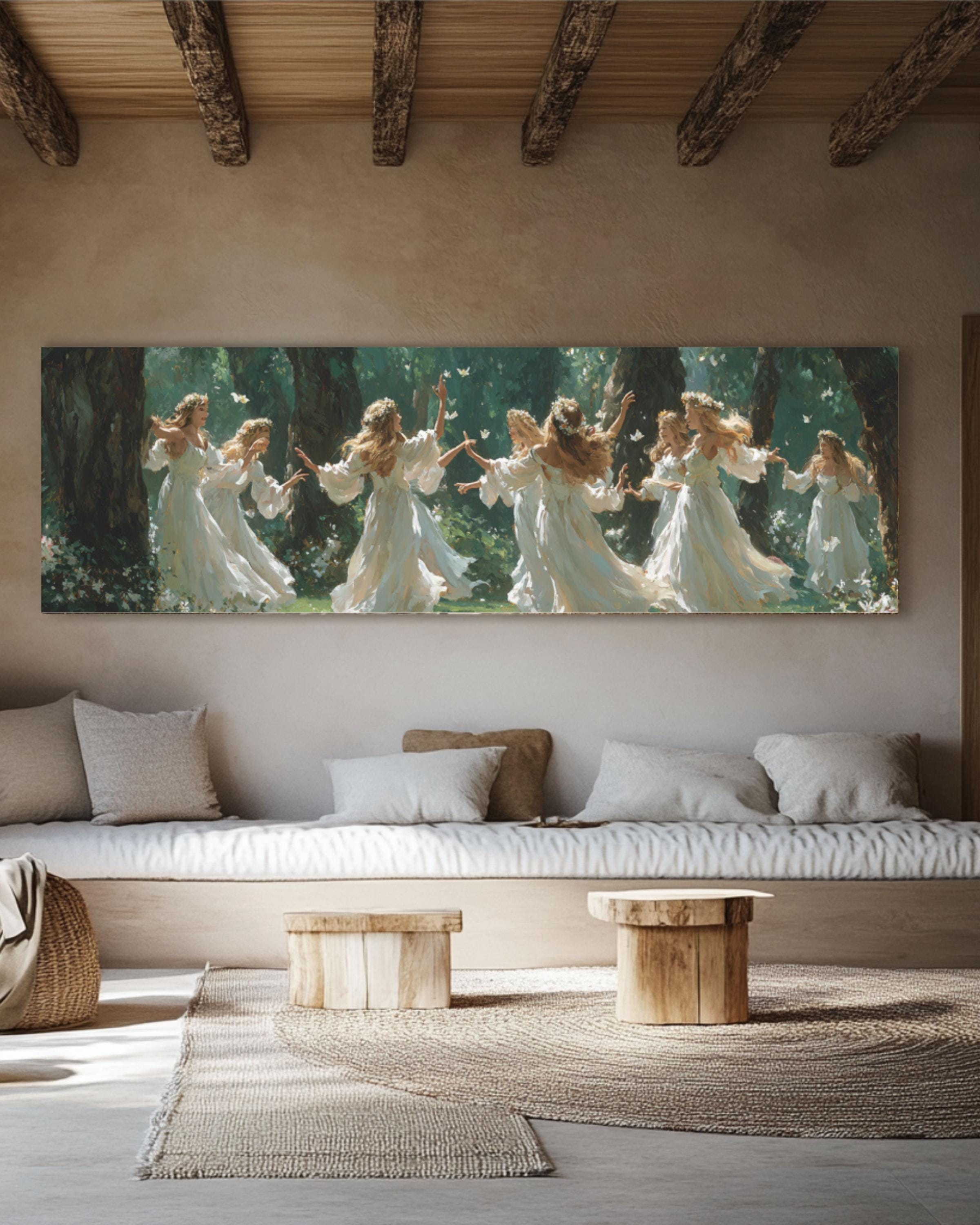 Dancing Forest Fairies Canvas Wall Art – Ethereal Fantasy Print