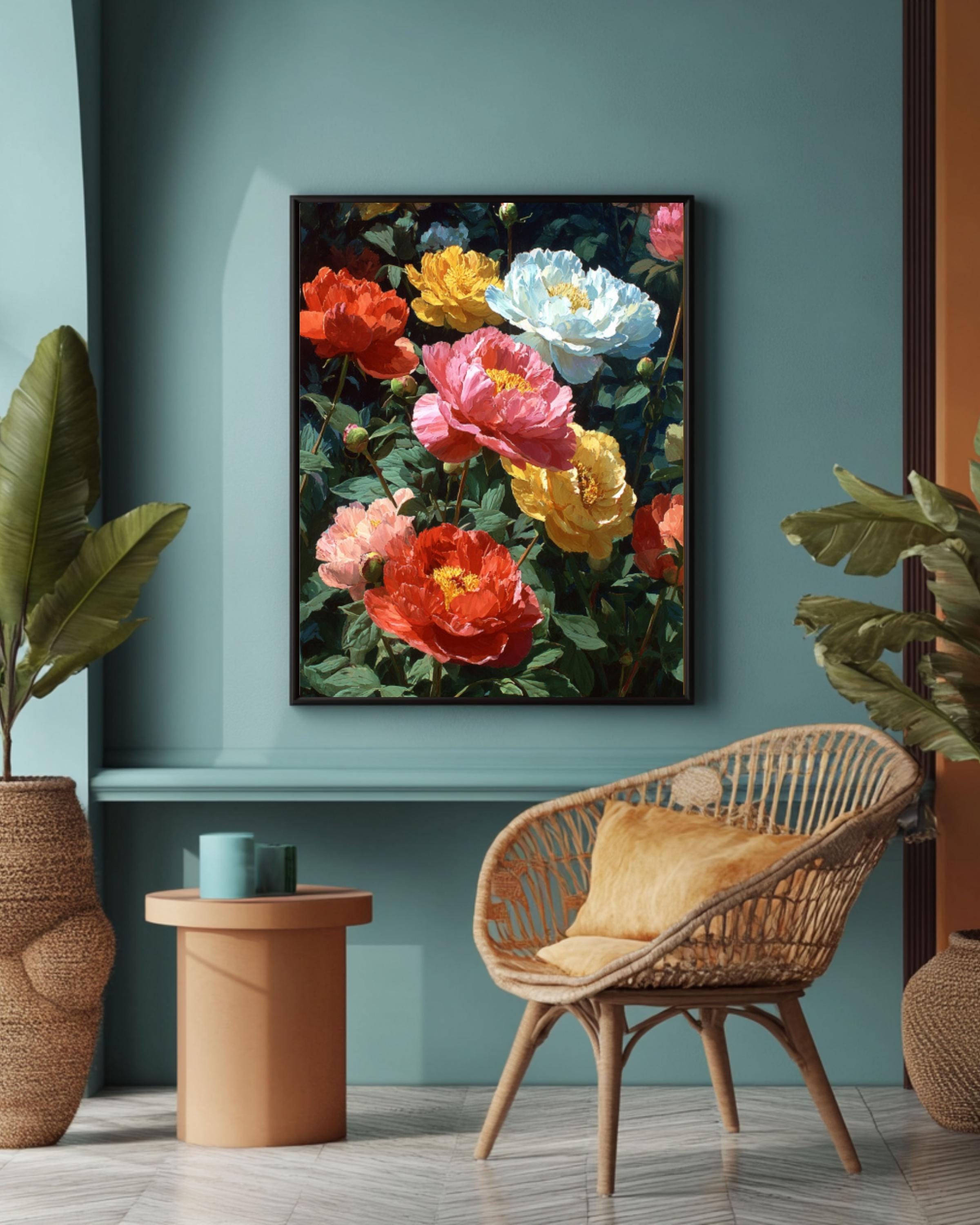 Vibrant Peony Canvas Art â€“ Colorful Floral Print, Botanical Wall Decor Canvas Wall Art Print – Premium Home Decor