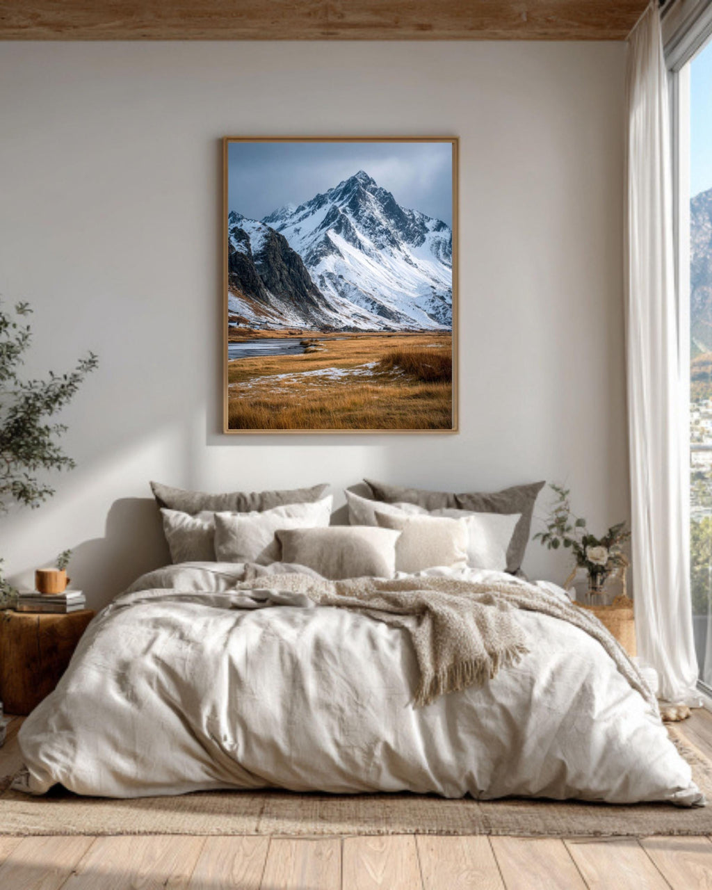 Snowy Nordic Mountain Landscape Photography Canvas Wall Art