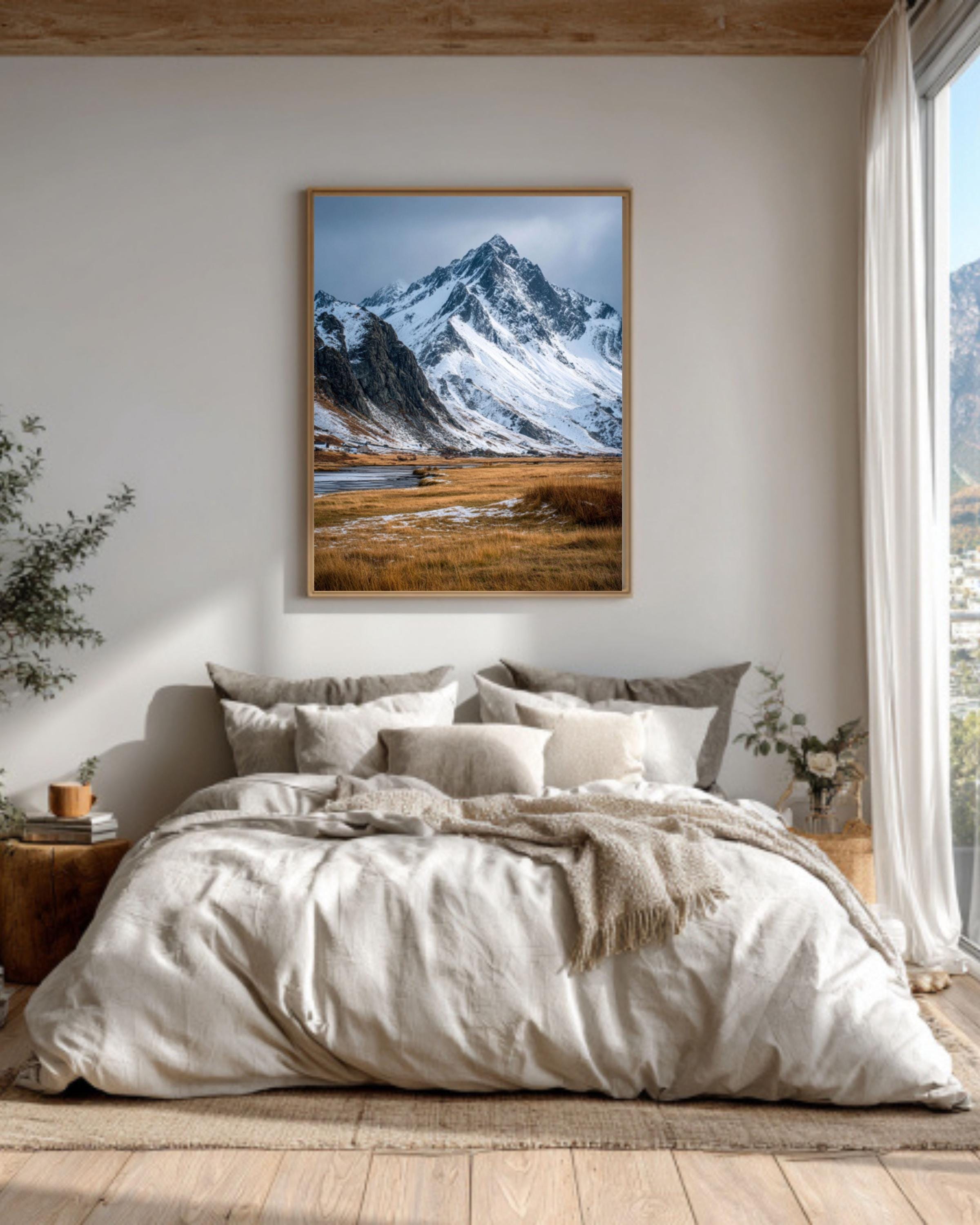 Snowy Nordic Mountain Landscape Photography Canvas Wall Art