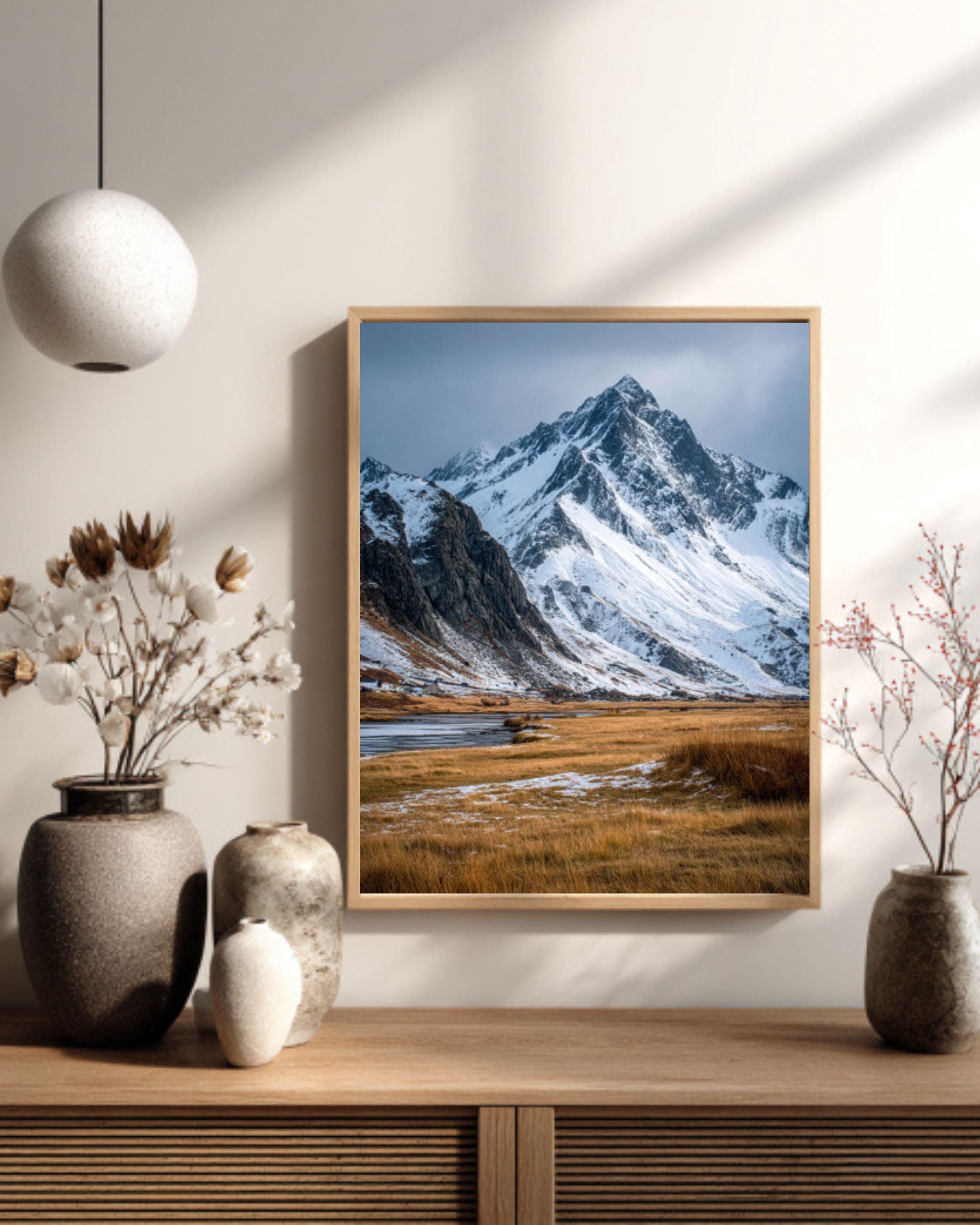 Snowy Nordic Mountain Landscape Photography Canvas Wall Art