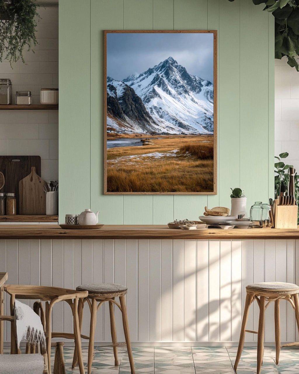 Snowy Nordic Mountain Landscape Photography Canvas Wall Art