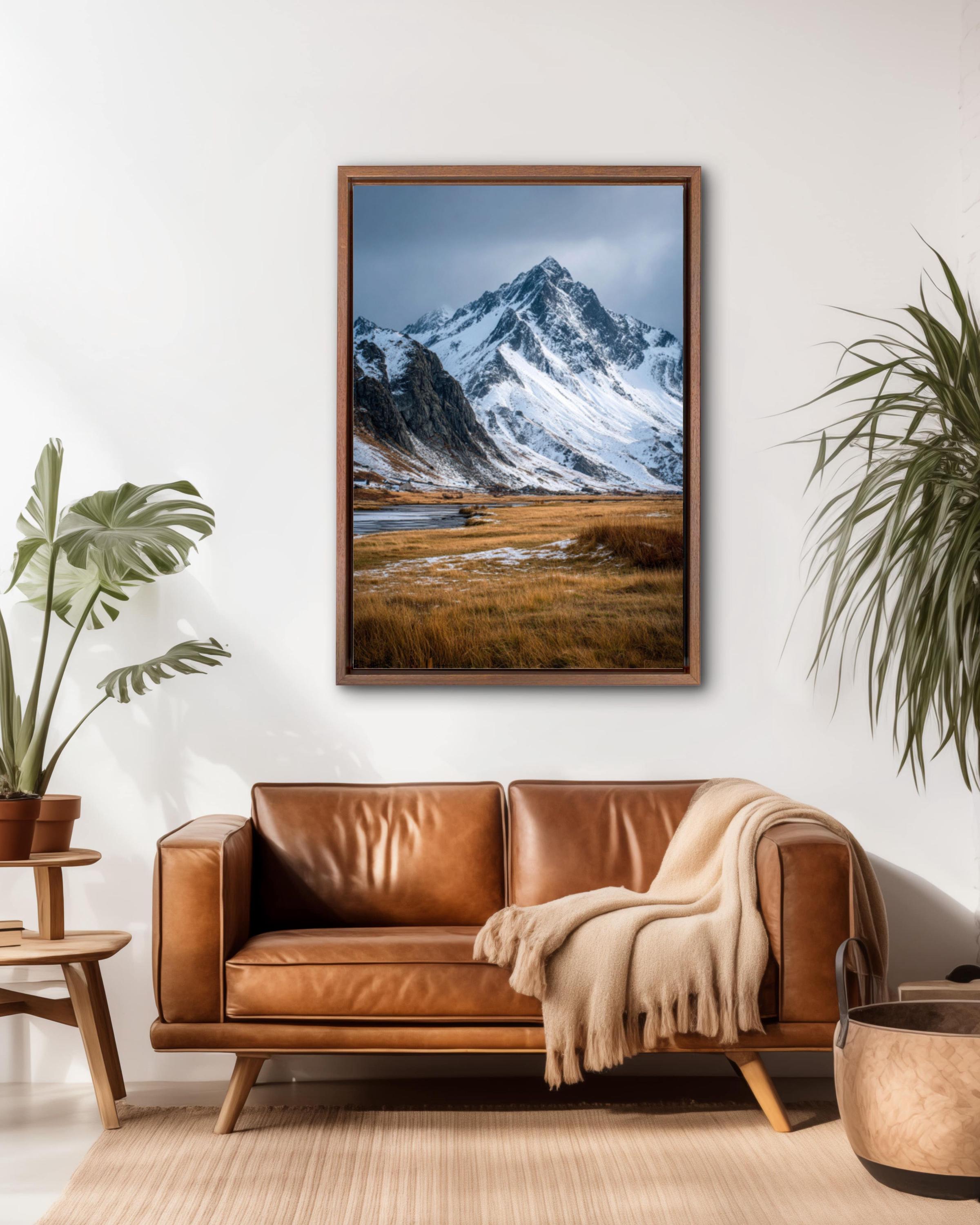 Snowy Nordic Mountain Landscape Photography Canvas Wall Art