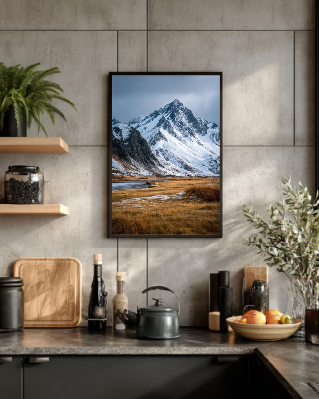 Snowy Nordic Mountain Landscape Photography Canvas Wall Art