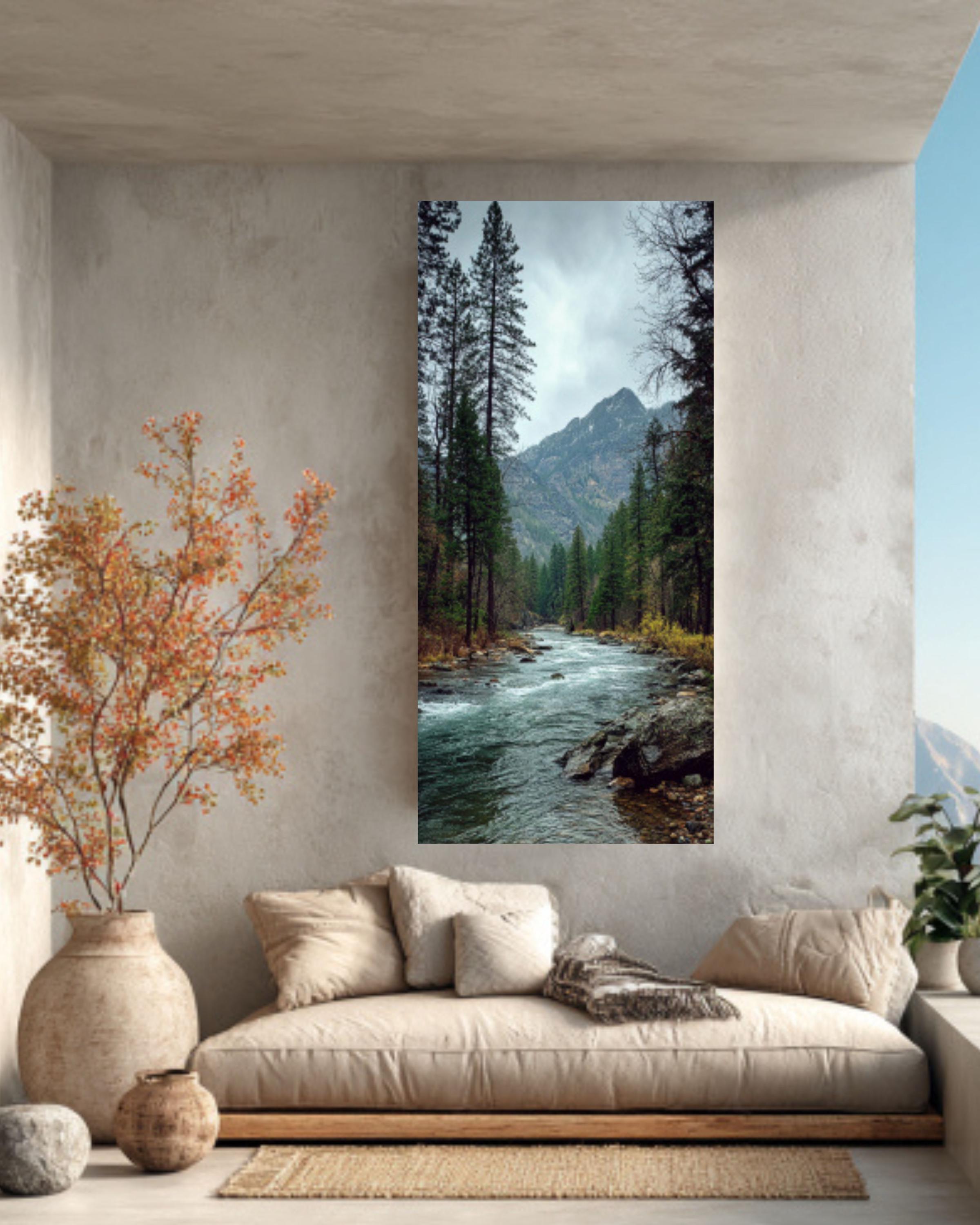 River Wilderness Nature Photography Canvas Wall Art – Mountain Landscape