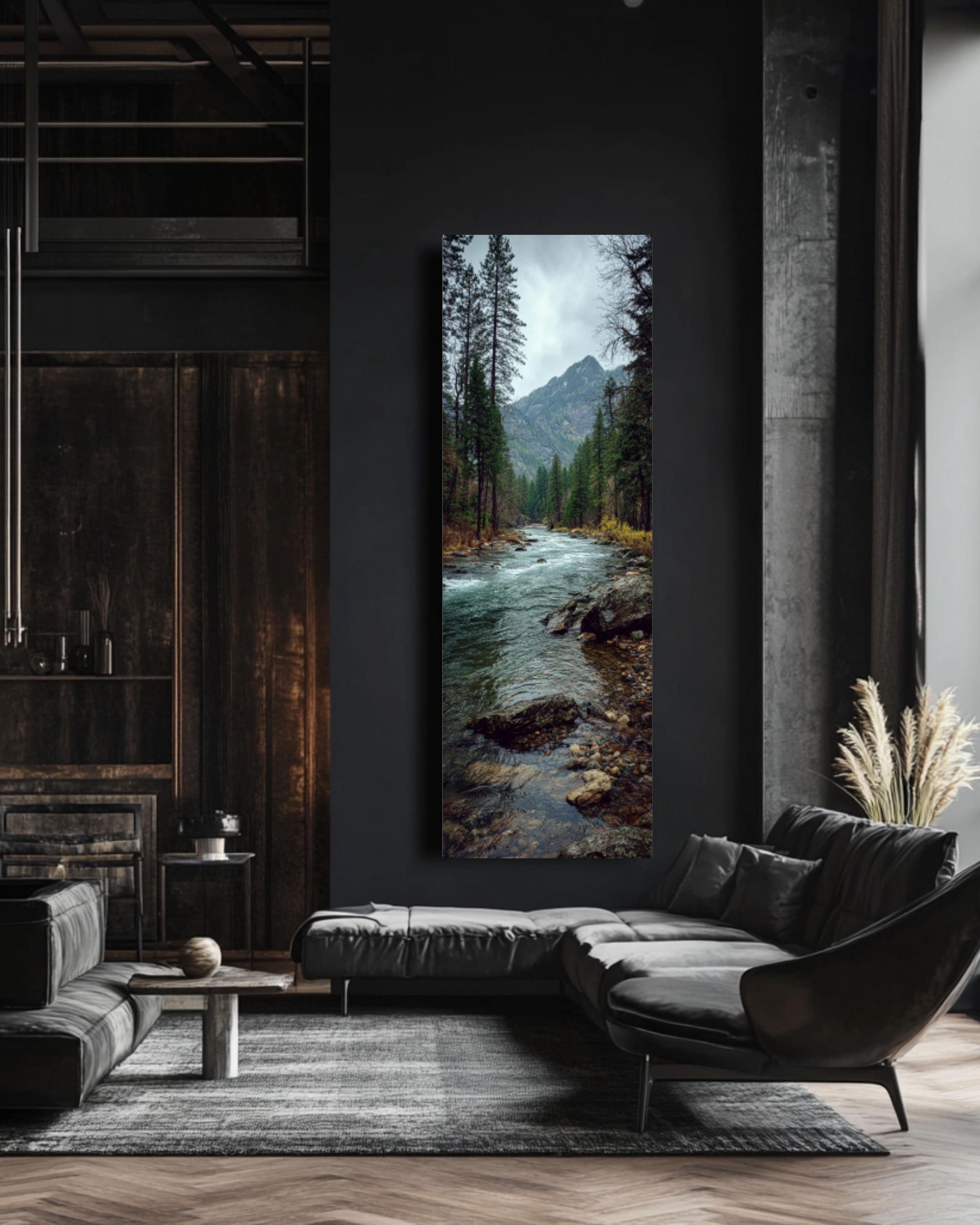 River Wilderness Nature Photography Canvas Wall Art – Mountain Landscape
