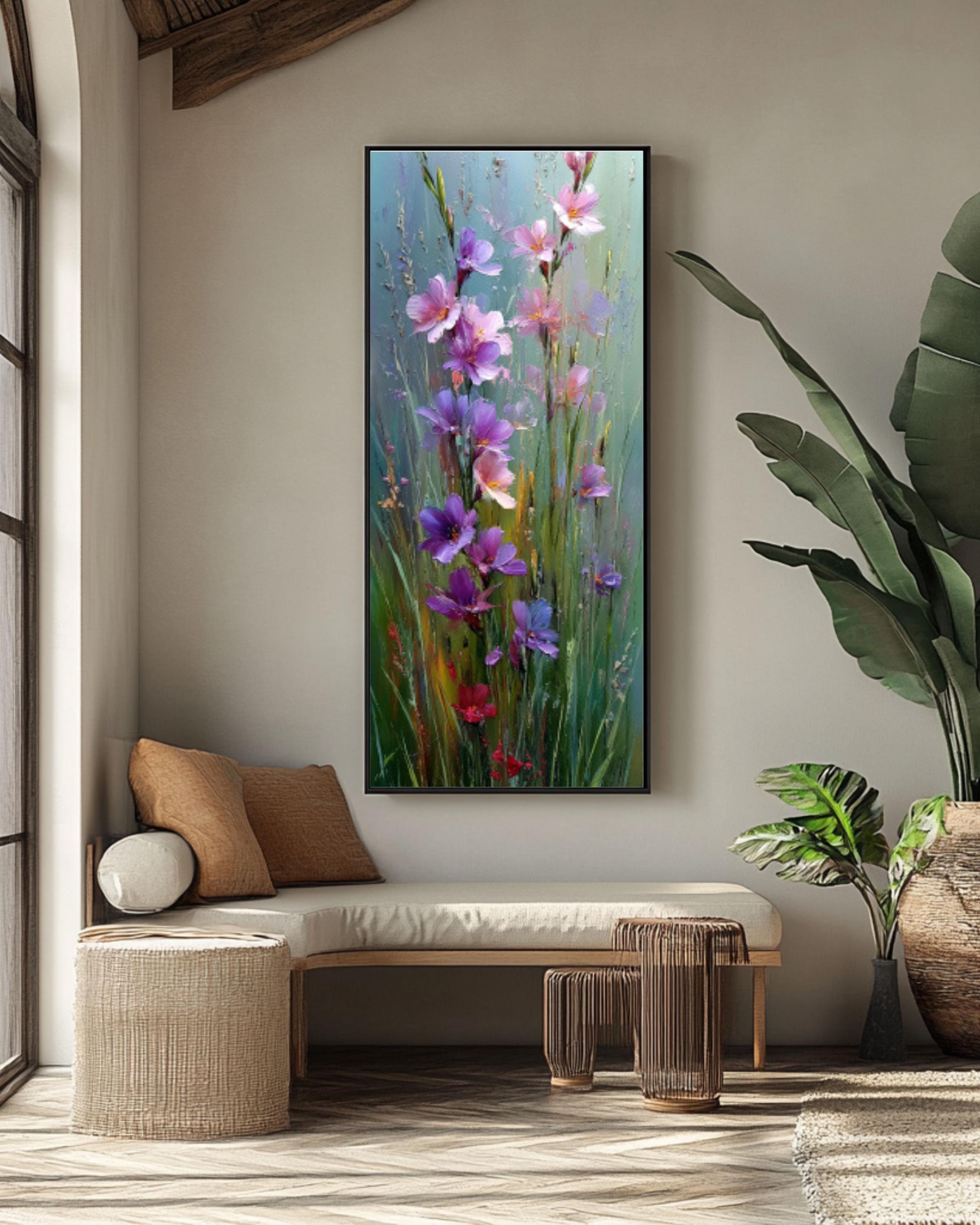 Impressionist Purple Wildflower Meadow Canvas Wall Art