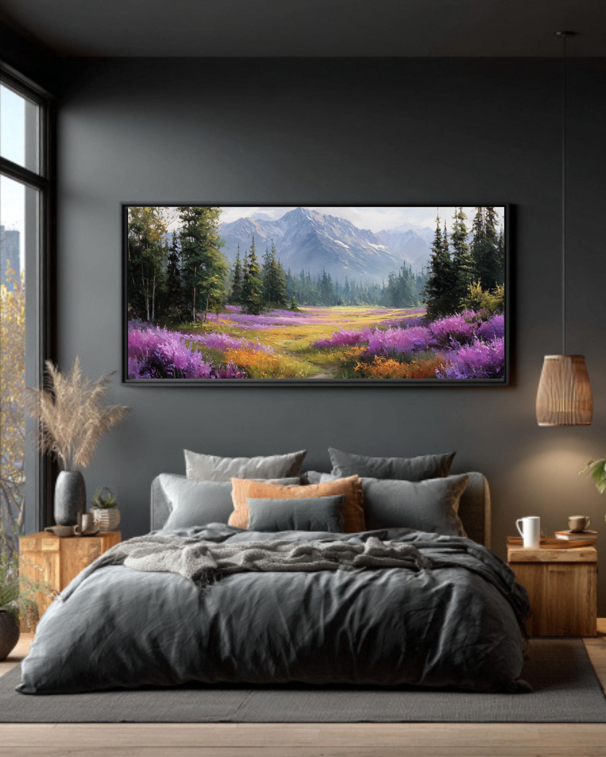 Alaskan Meadow Wildflower Landscape Canvas Art – Forest Path Painting