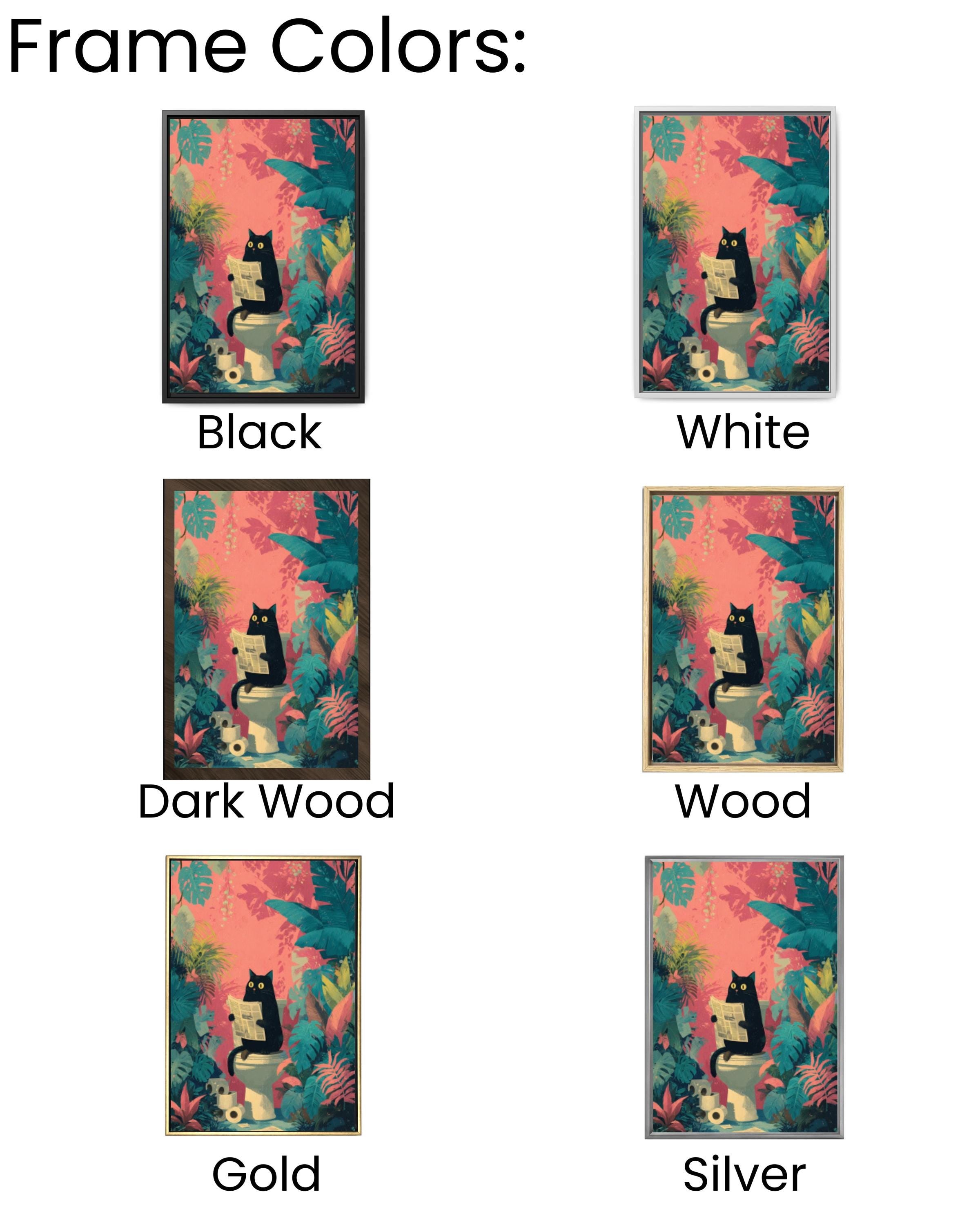 Funny Black Cat Bathroom Canvas Wall Art – Tropical Jungle Décor