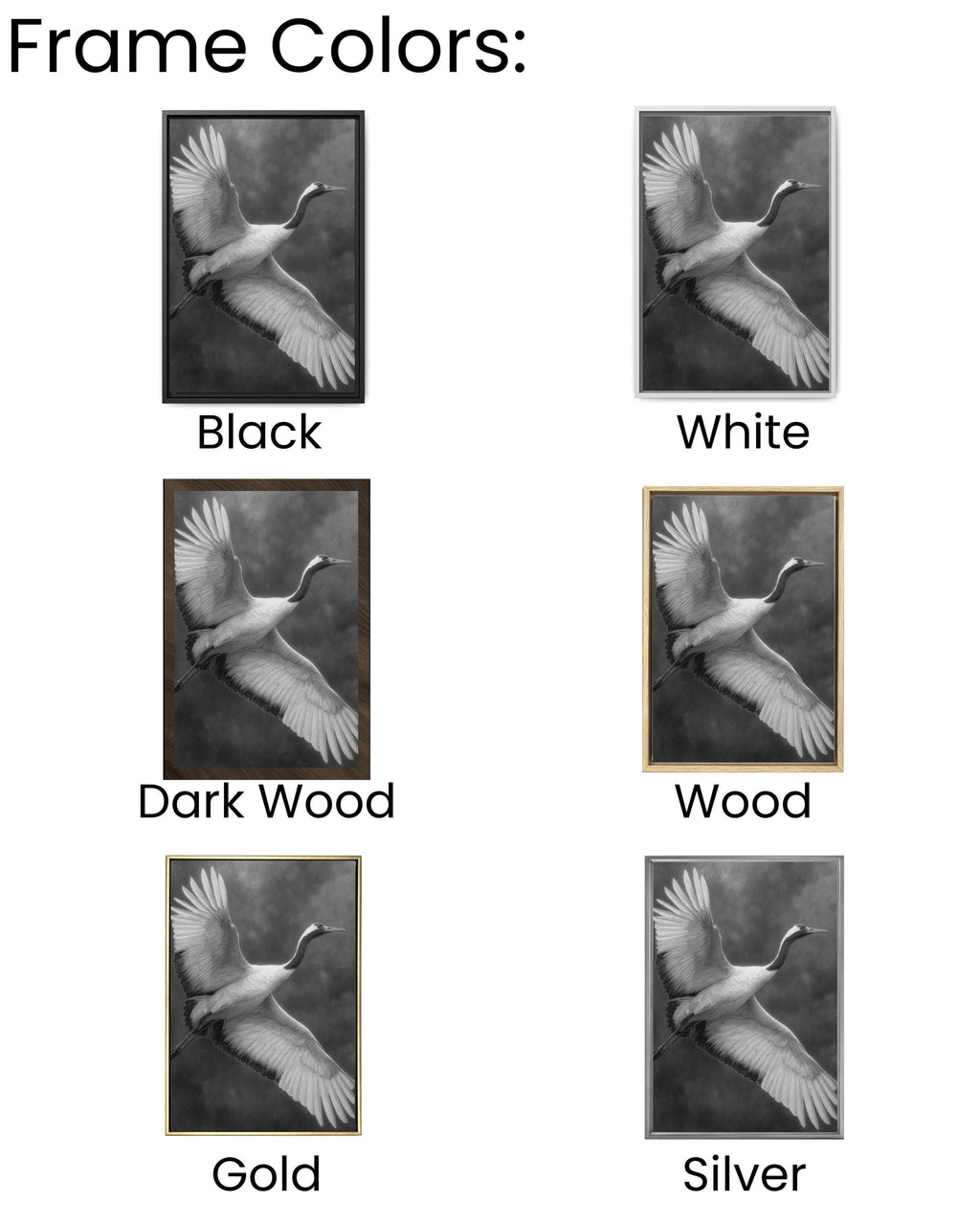 White Crane Pencil Drawing Wall Art – Elegant Bird in Flight Print