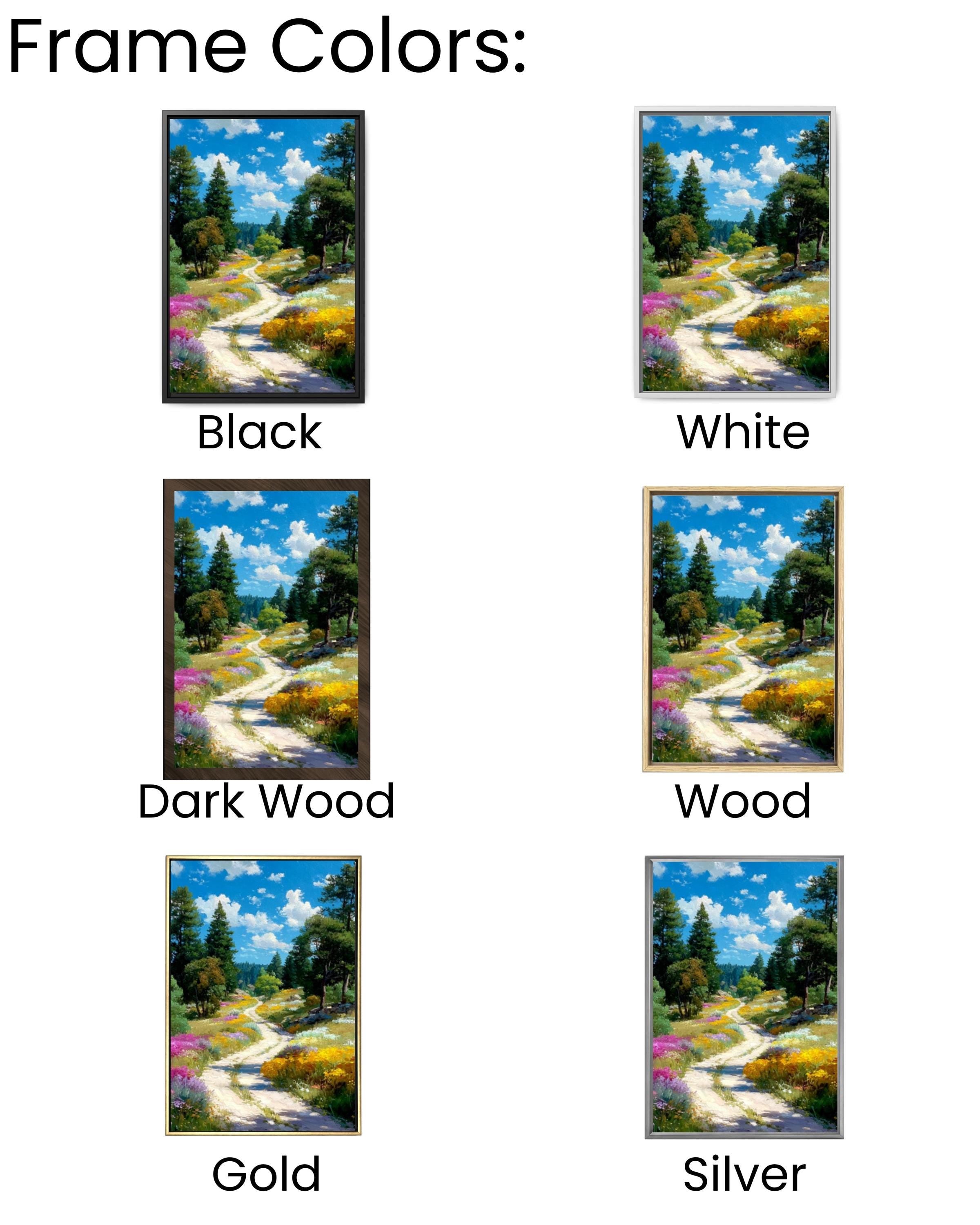 Watercolor Forest Path Wall Art – Wildflower Landscape Canvas or Framed Print