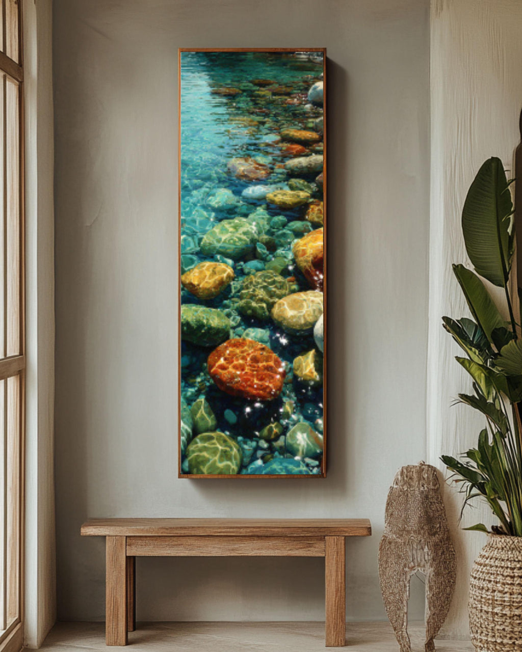 Wet Stones Water Ripple Wall Art – Realistic Nature Canvas Print
