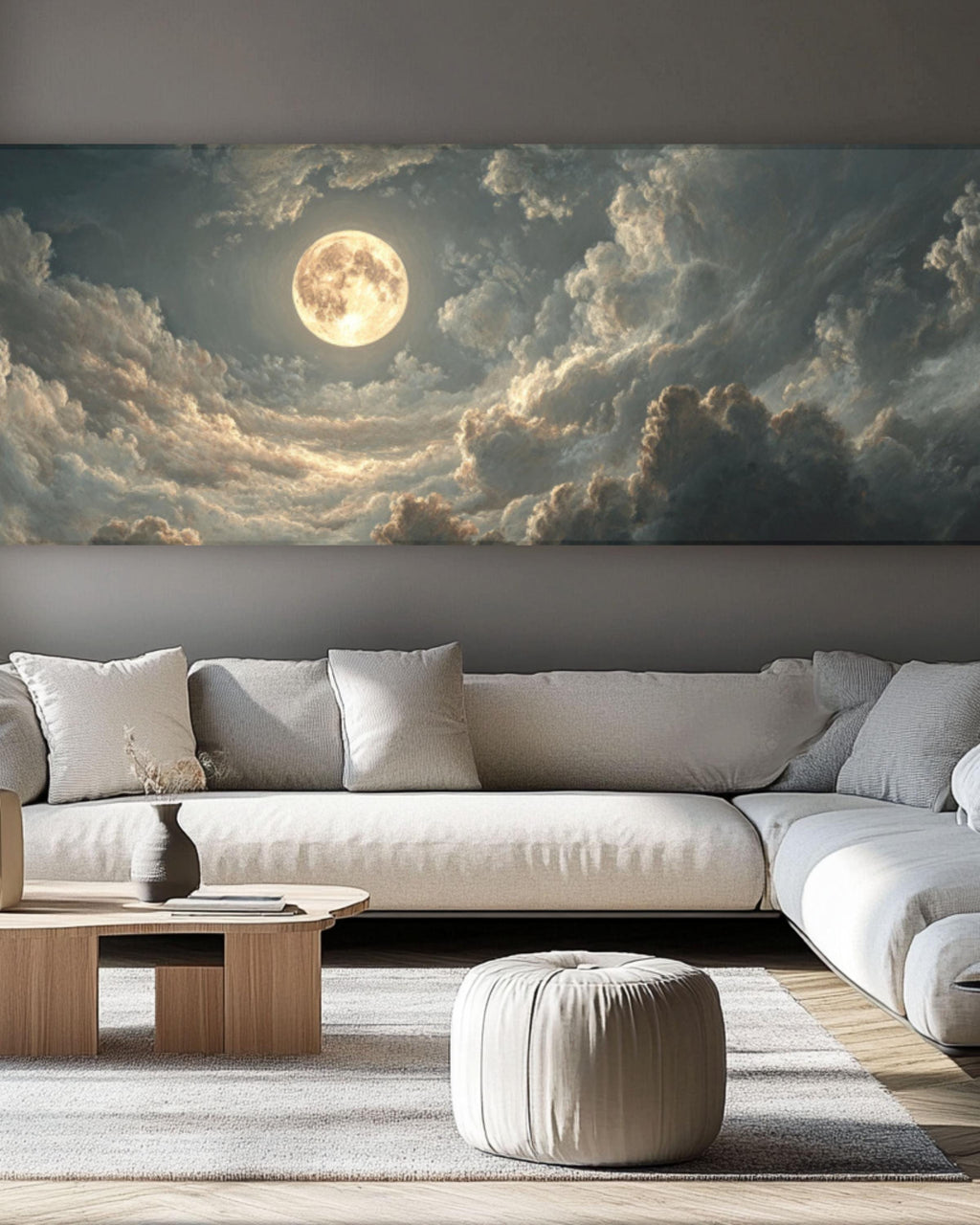 Full Moon Night Sky Wall Art – Classic Style Celestial Canvas Print