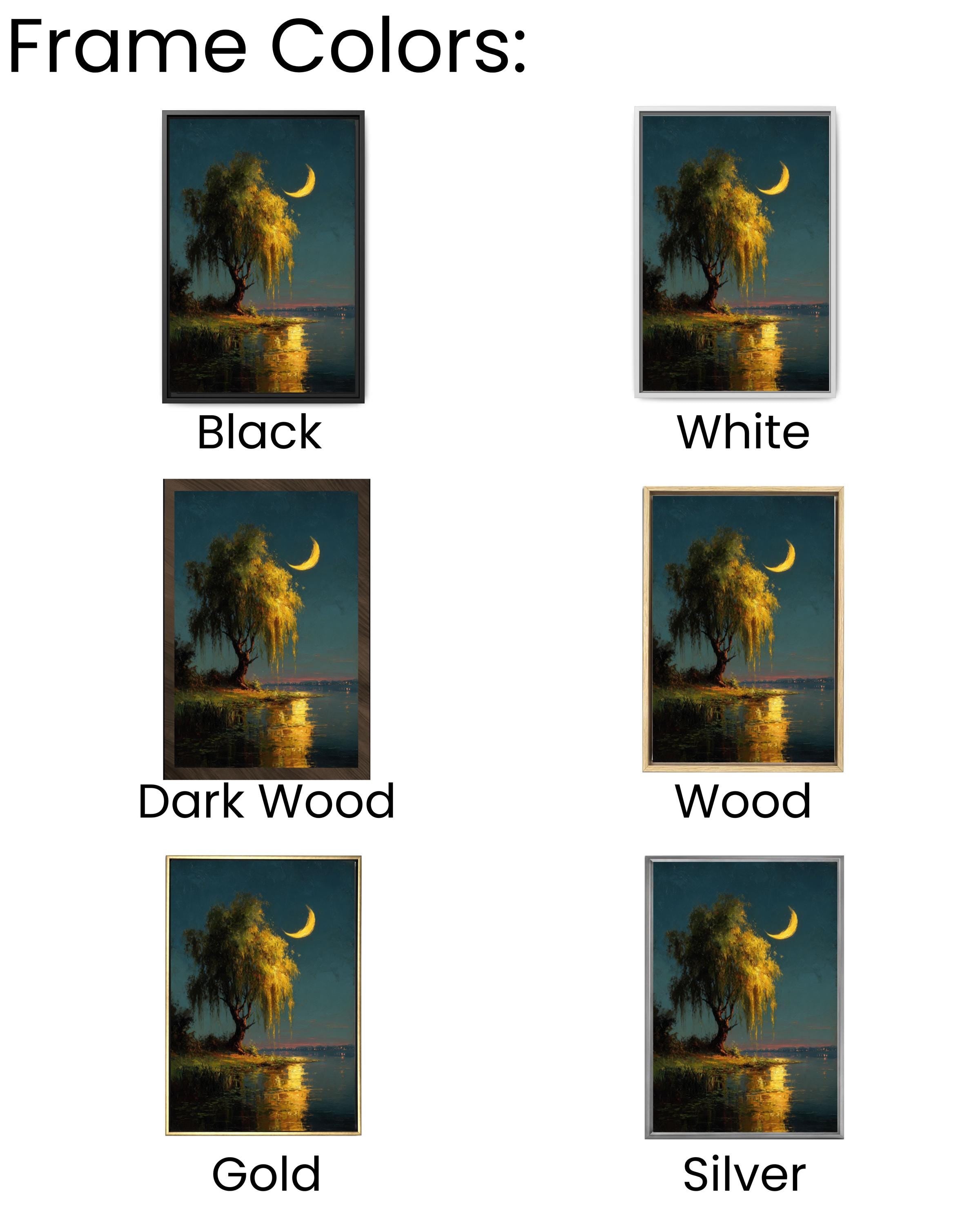 Moonlit Willow Tree Canvas Print – Classic European-Inspired Nature Art