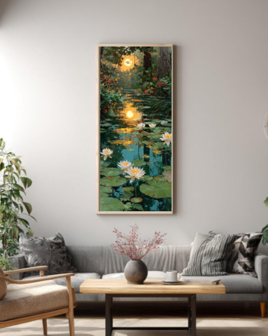 Lily Lake Sunset Wall Art – Golden Sun Landscape Canvas Print (Paul Kenton Style)