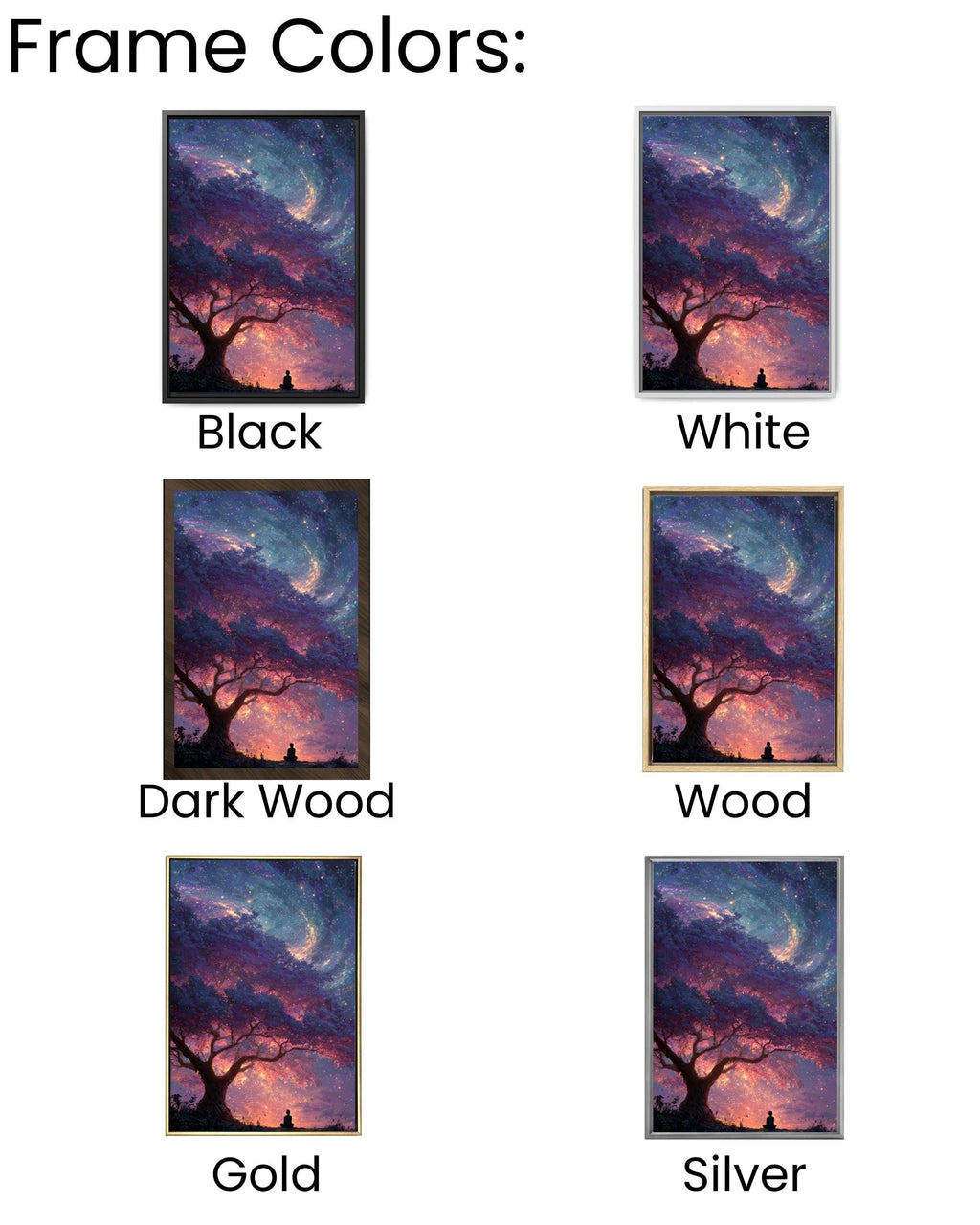 Cosmic Tree Galaxy Wall Art – Surreal Meditation Canvas Print, Framed or Unframed