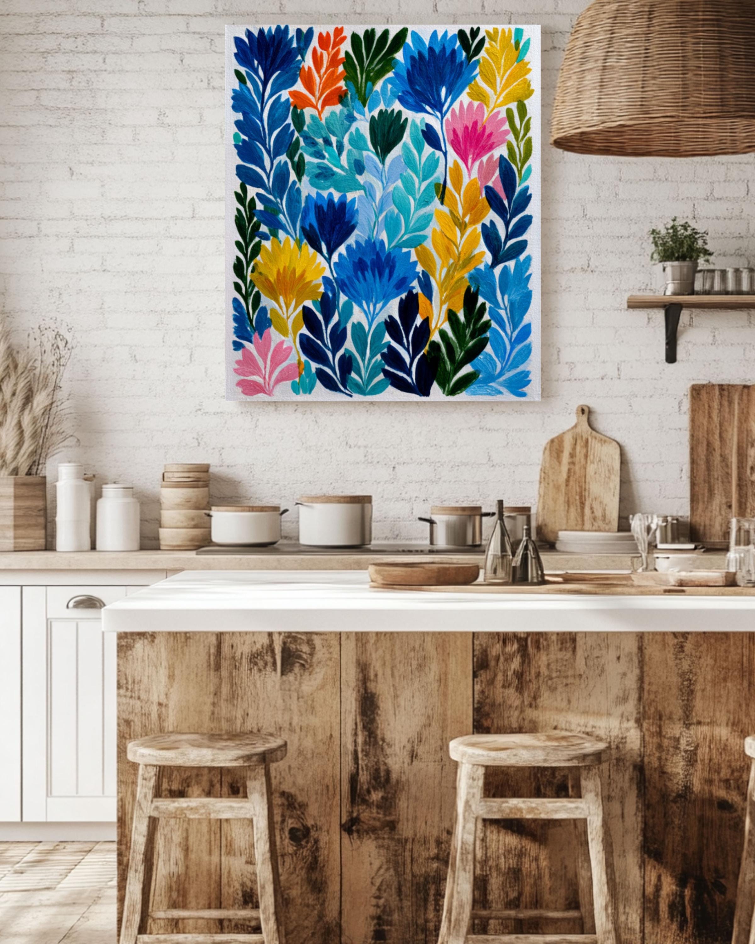 Matisse Inspired Garden Wall Art – Colorful Abstract Foliage Canvas Print