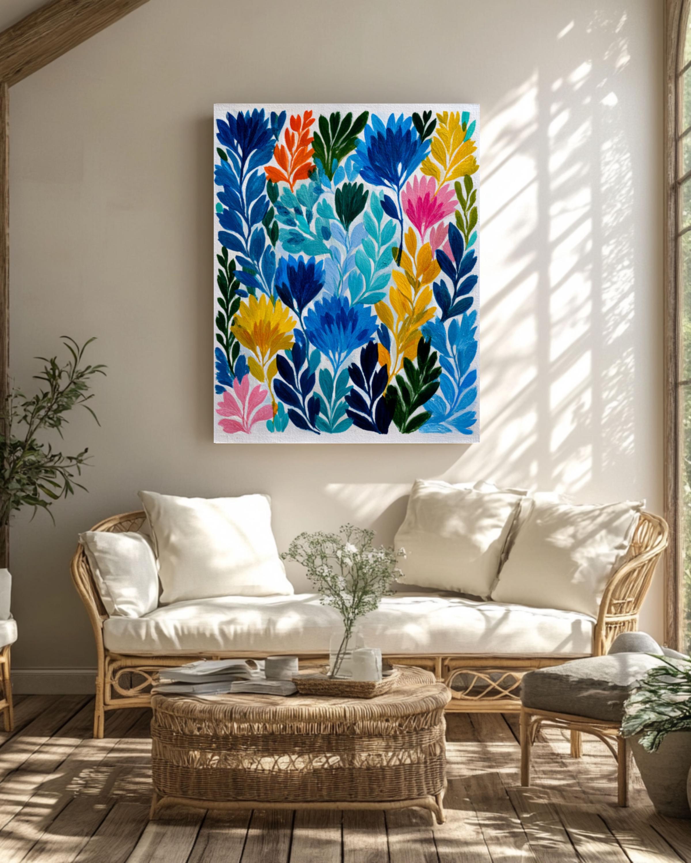 Matisse Inspired Garden Wall Art – Colorful Abstract Foliage Canvas Print