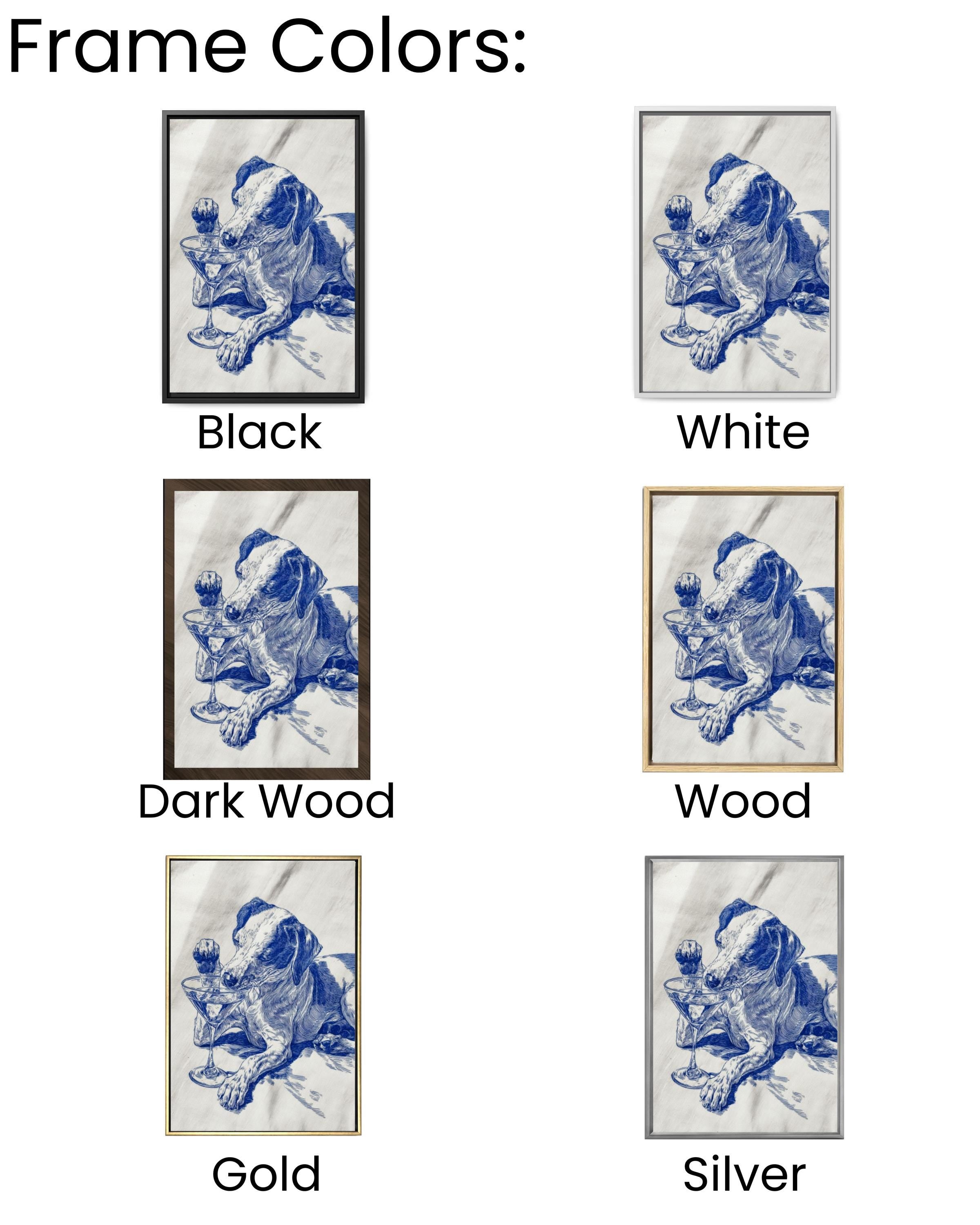 Blue Ink Dog Martini Wall Art – Funny Cocktail Lover Canvas Print