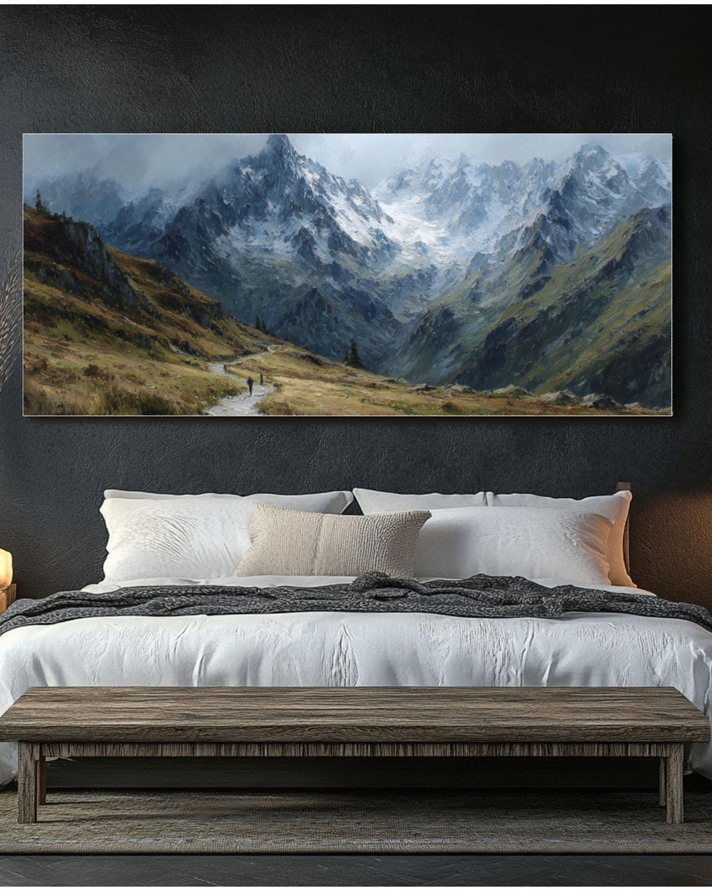 Snowy Mountain Trail Canvas Wall Art – Winter Landscape