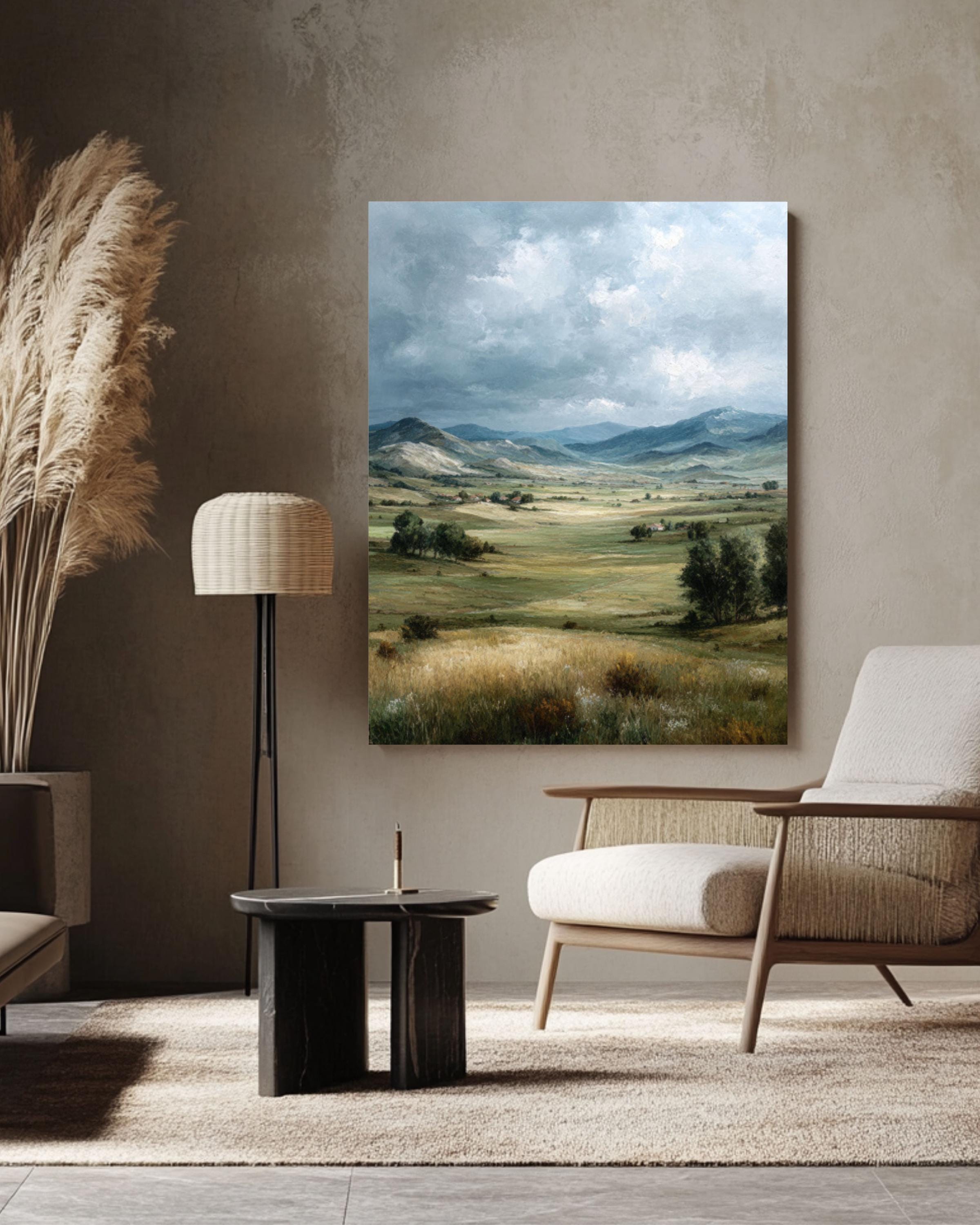 Vintage English Countryside Canvas – Rolling Hills Art