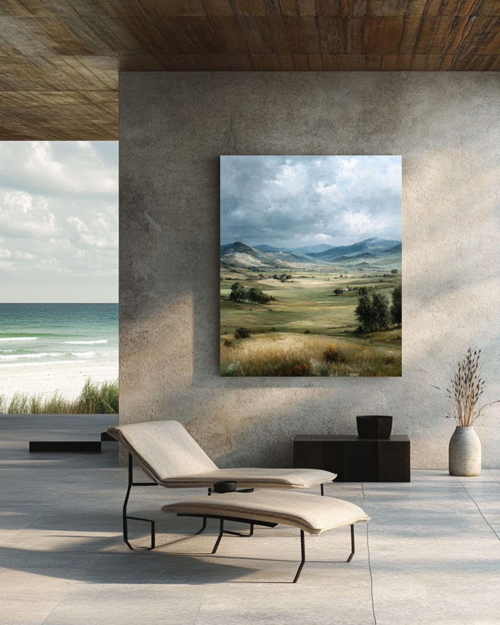 Vintage English Countryside Canvas – Rolling Hills Art
