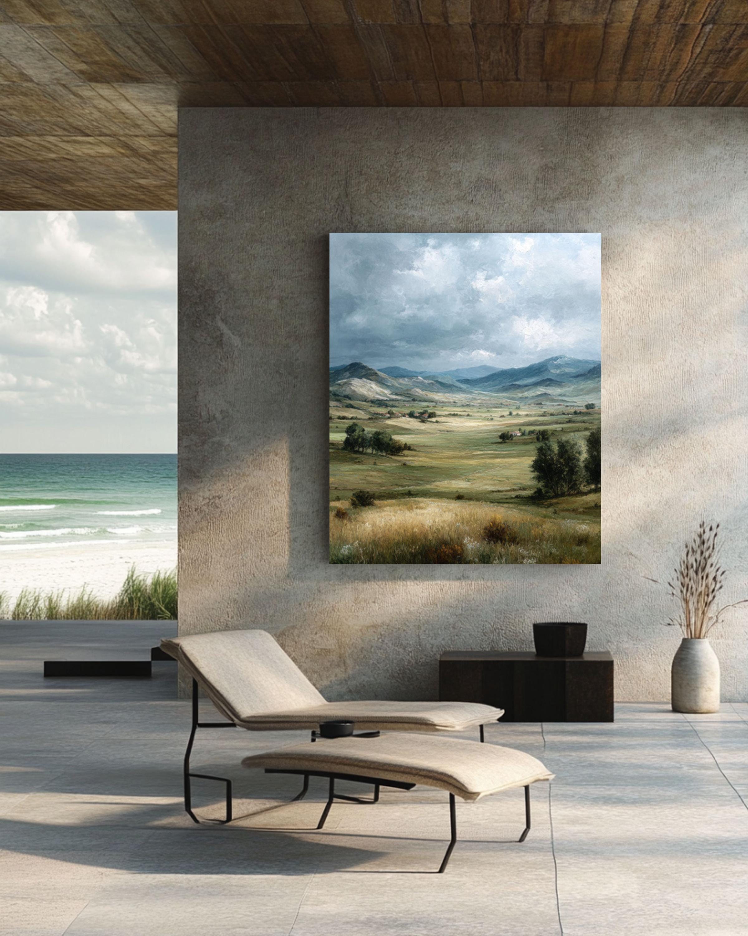 Vintage English Countryside Canvas – Rolling Hills Art