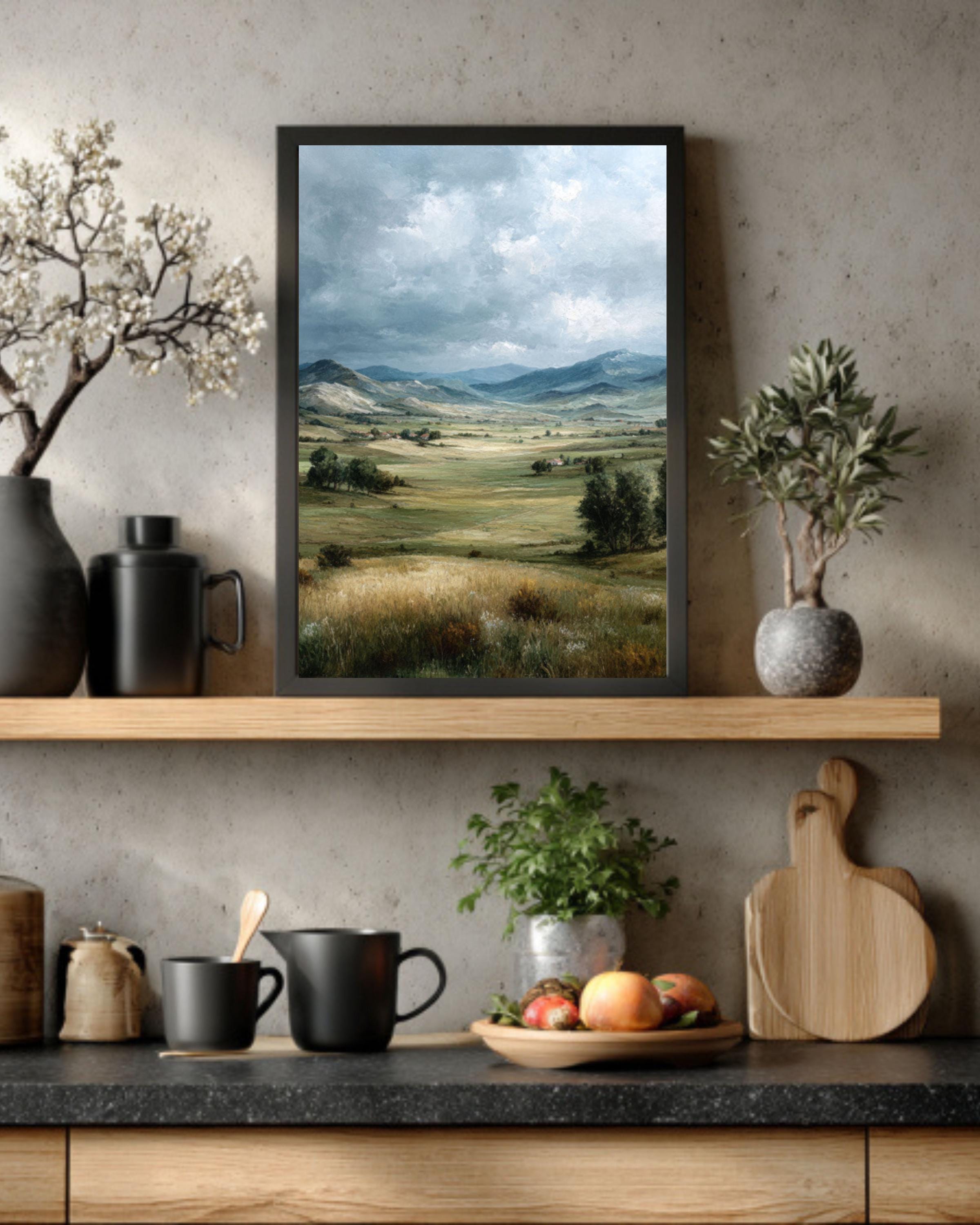 Vintage English Countryside Canvas – Rolling Hills Art