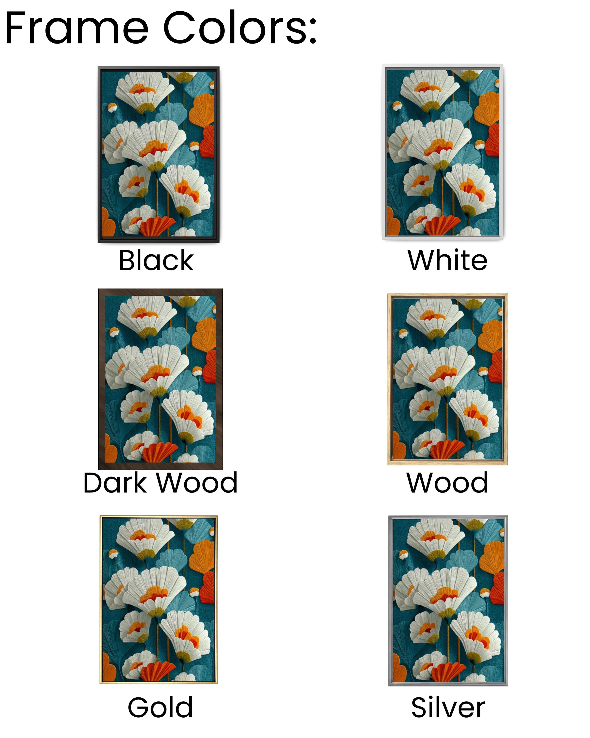 Mid-Century Modern Floral Wall Art – Teal Orange Botanical Canvas Print