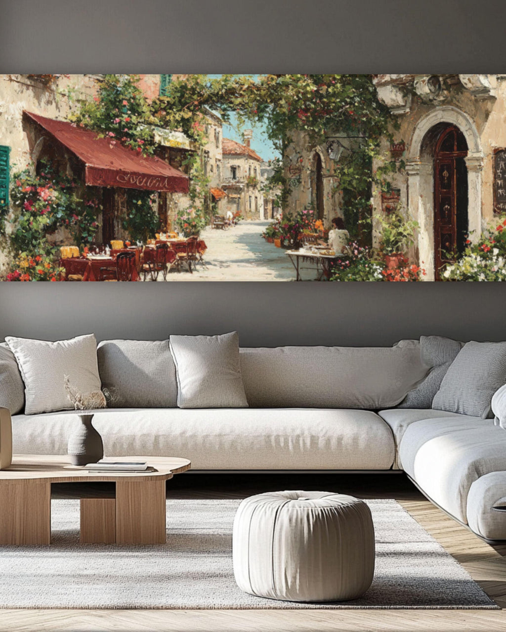 Italian Cafe Street Oil Painting â€“ Romantic European Canvas Print Canvas Wall Art Print – Premium Home Decor