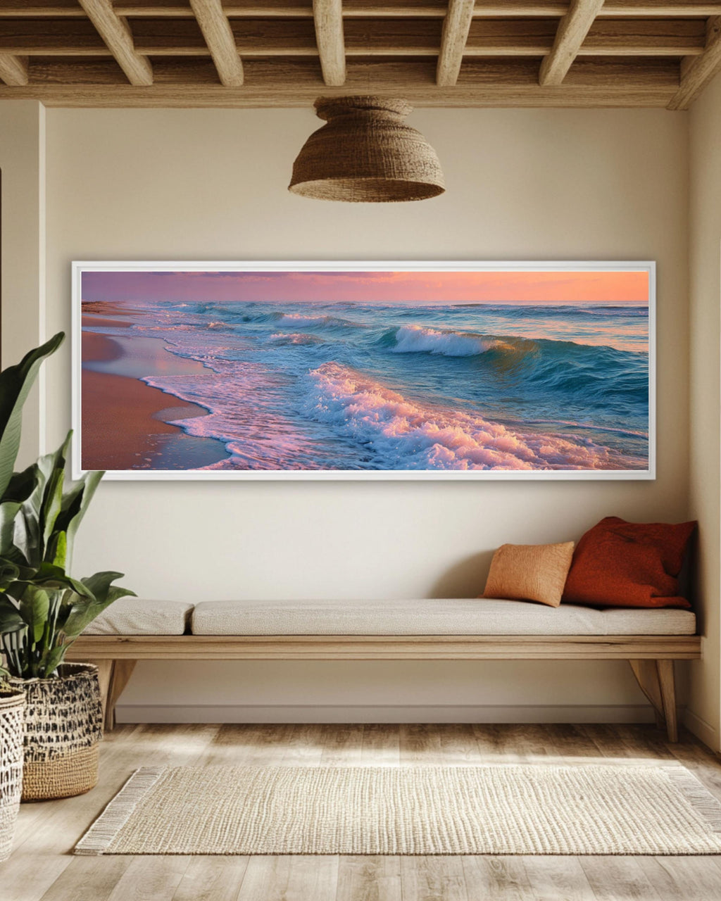 Florida Beach Coastal Wall Art – Pastel Ocean Waves Canvas Print