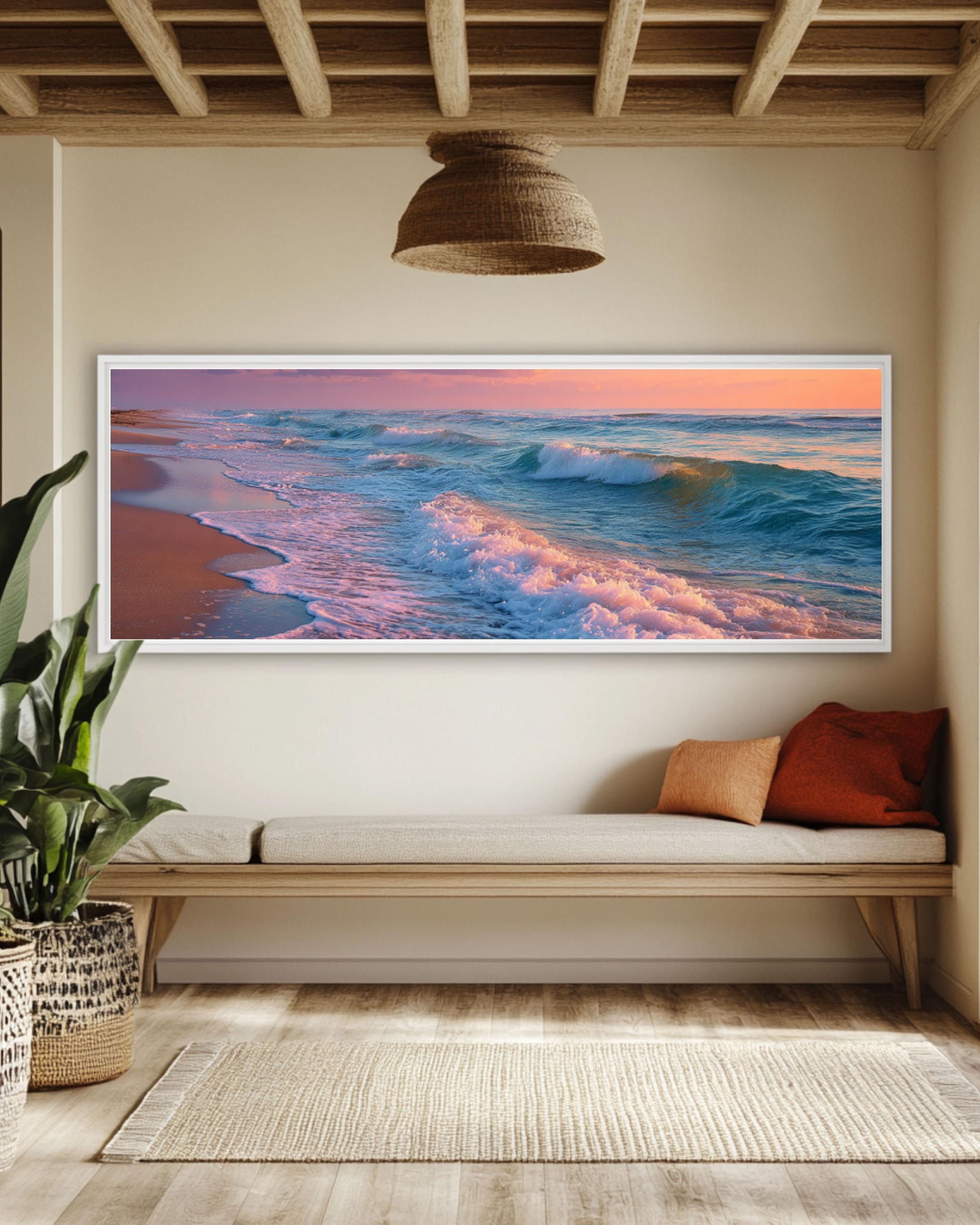 Florida Beach Coastal Wall Art – Pastel Ocean Waves Canvas Print