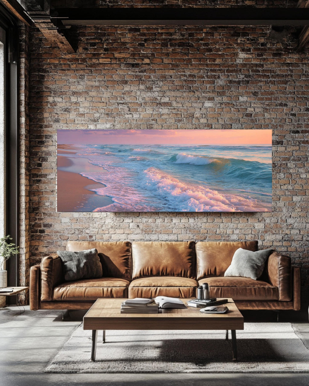 Florida Beach Coastal Wall Art – Pastel Ocean Waves Canvas Print