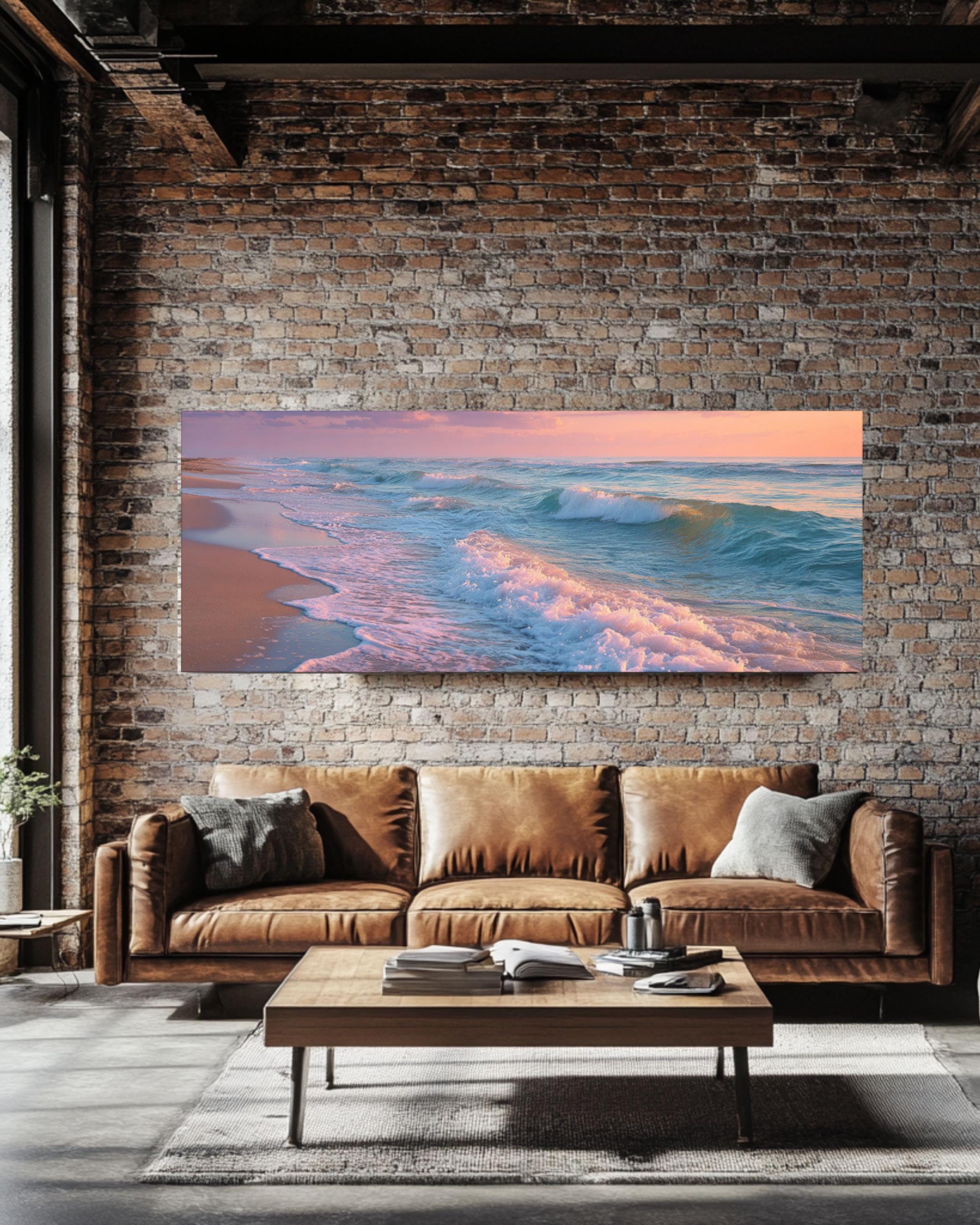 Florida Beach Coastal Wall Art – Pastel Ocean Waves Canvas Print