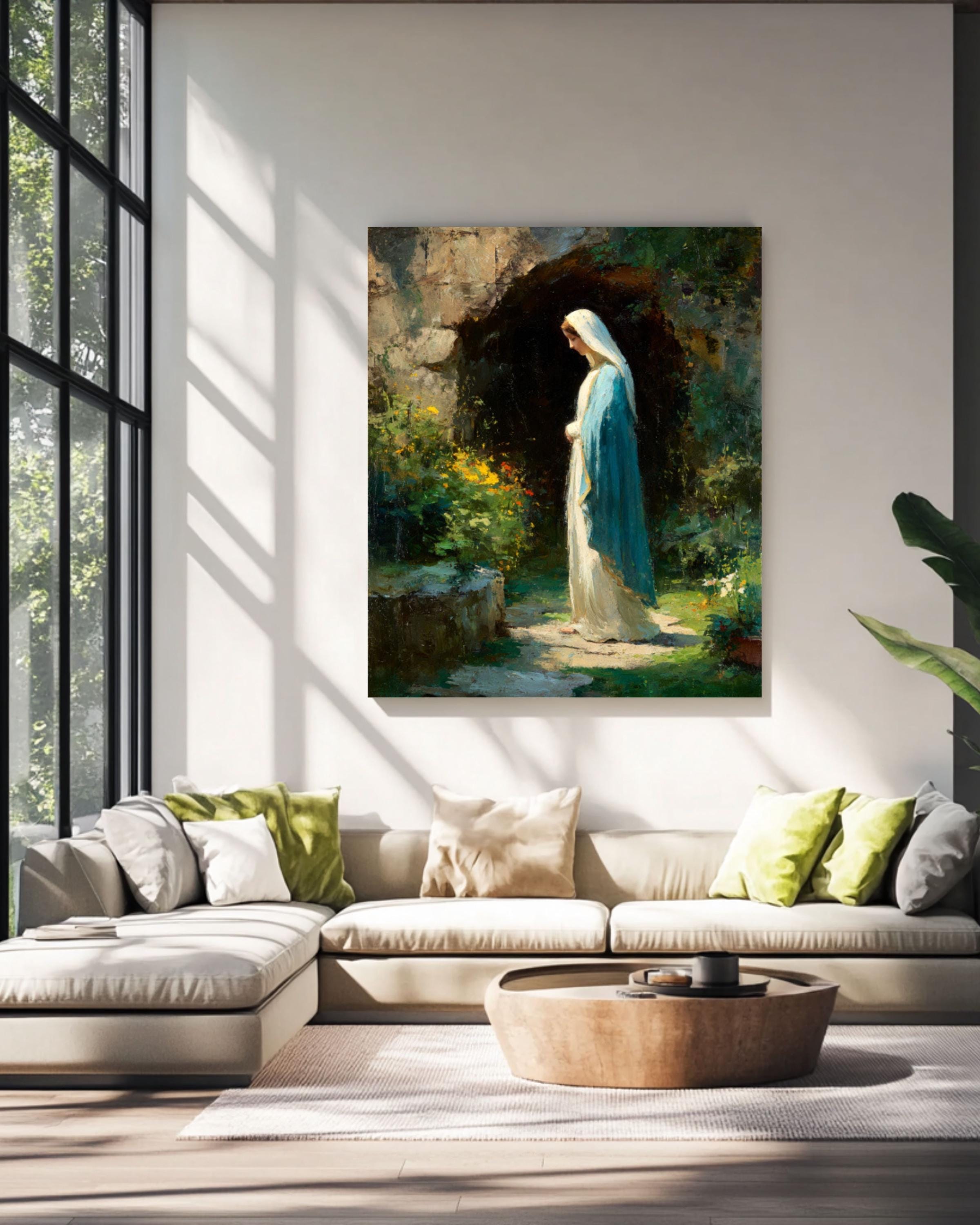 Lourdes Grotto Virgin Mary Canvas Art – Catholic Decor
